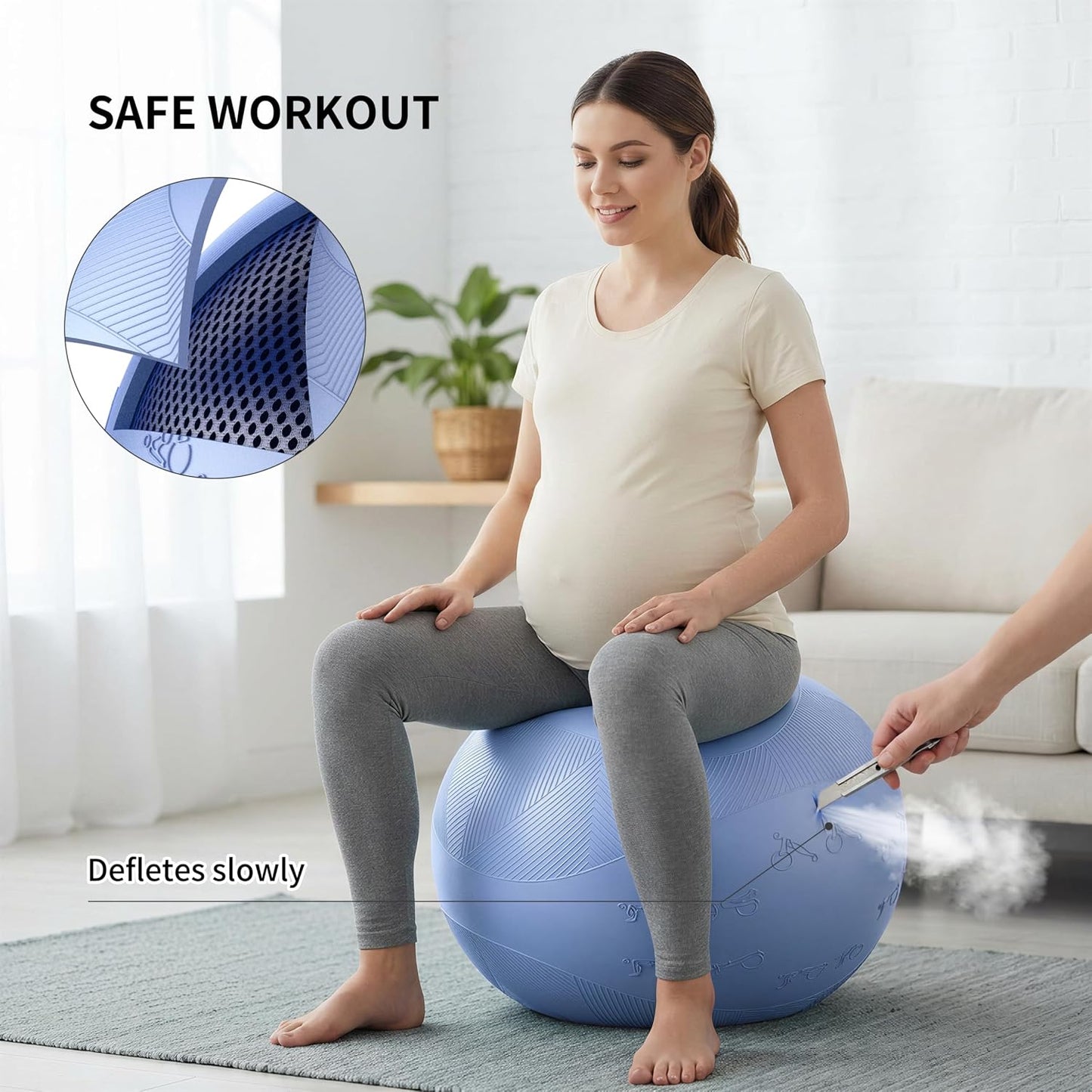 FITMIND 65cm Blue Exercise Ball for Gym Fitness Workout with Postures Size NEW