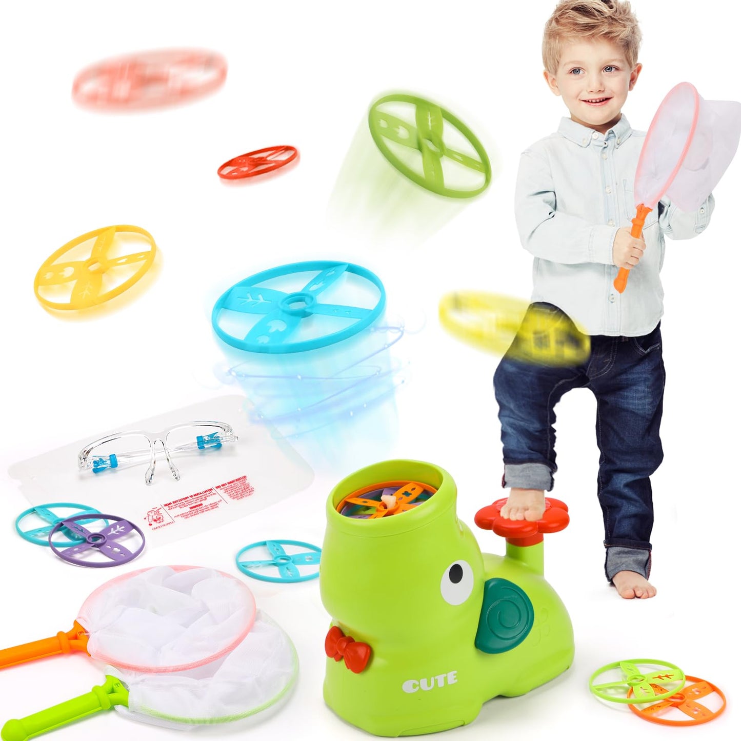 Little Bessn Foam Blasters Outdoor Toys for Kids Launching Discs Green NEW