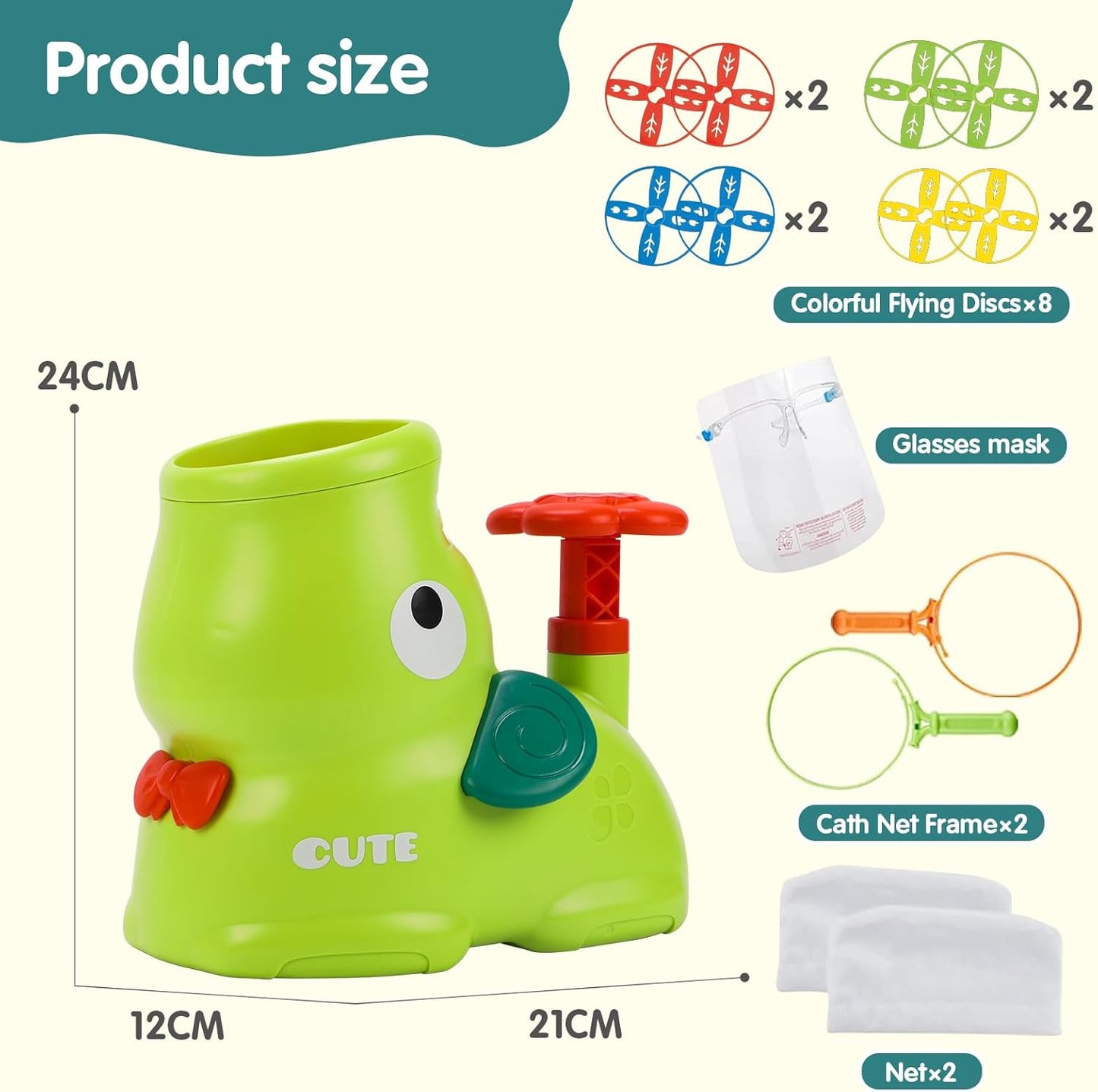 Little Bessn Foam Blasters Outdoor Toys for Kids Launching Discs Green NEW