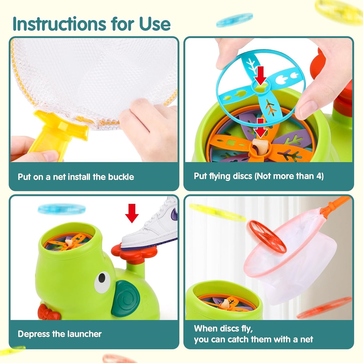 Little Bessn Foam Blasters Outdoor Toys for Kids Launching Discs Green NEW