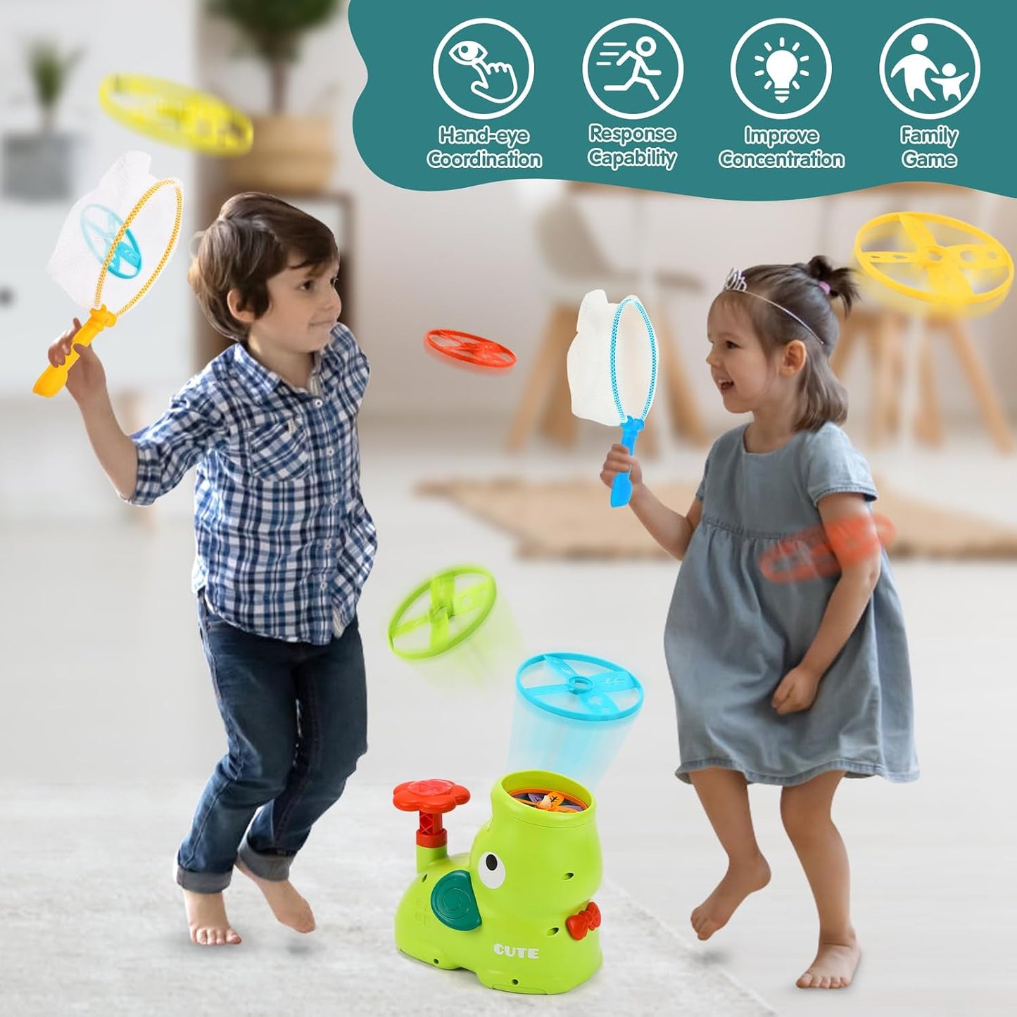 Little Bessn Foam Blasters Outdoor Toys for Kids Launching Discs Green NEW