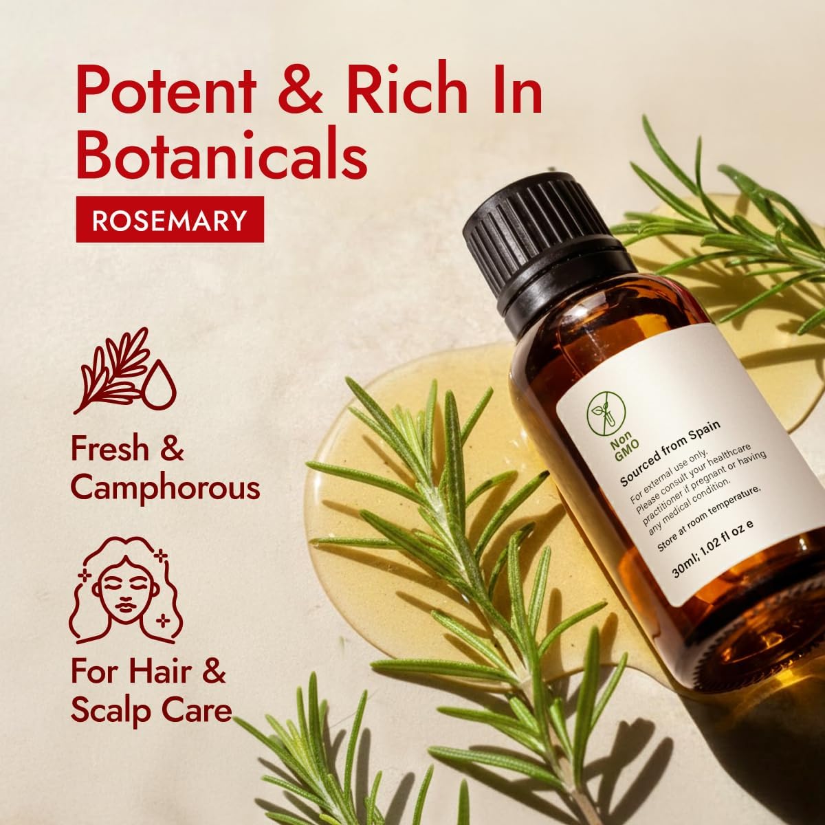 H'ana 30ml Rosemary Essential Oil for Aromatherapy DIY Candle Soap Making NEW