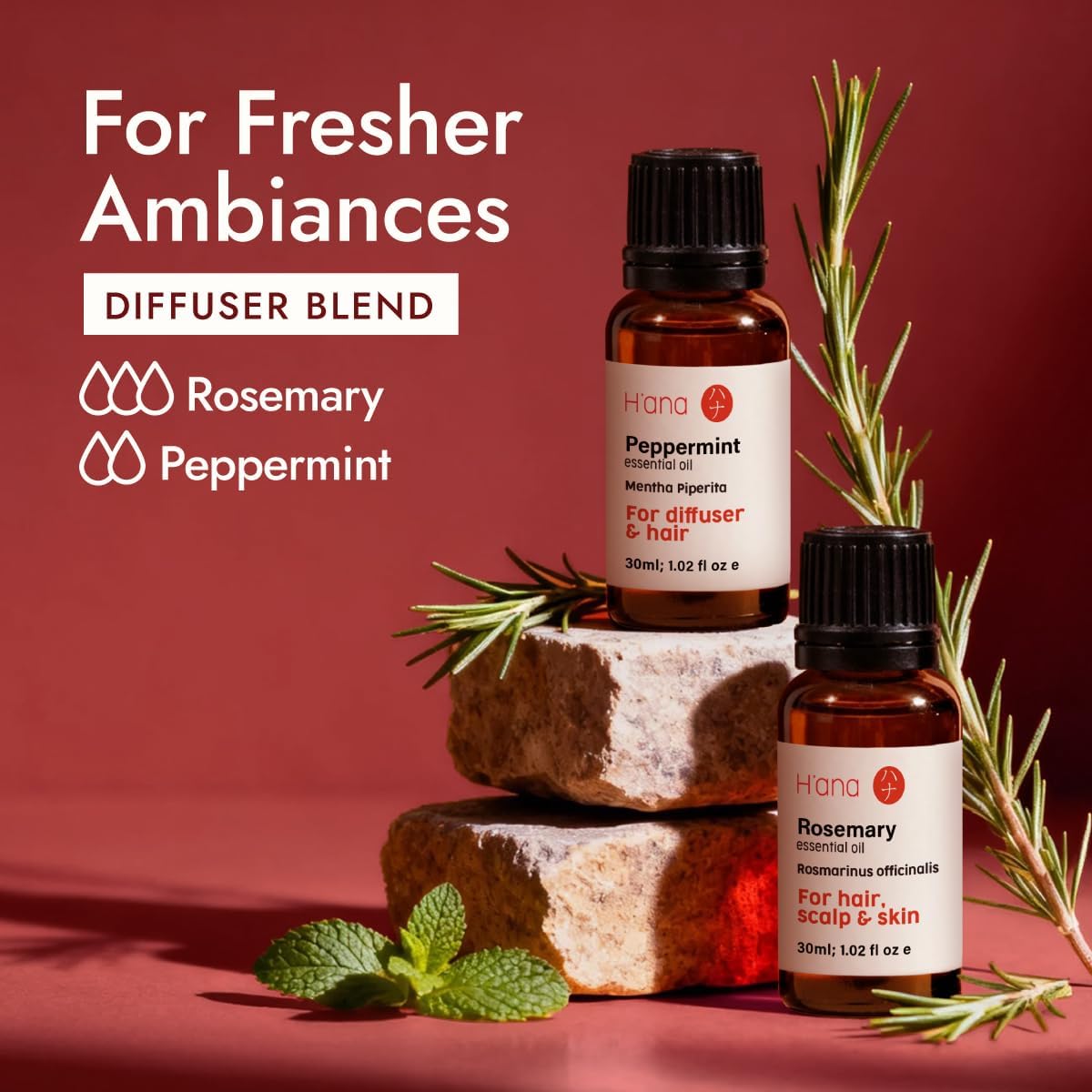 H'ana 30ml Rosemary Essential Oil for Aromatherapy DIY Candle Soap Making NEW