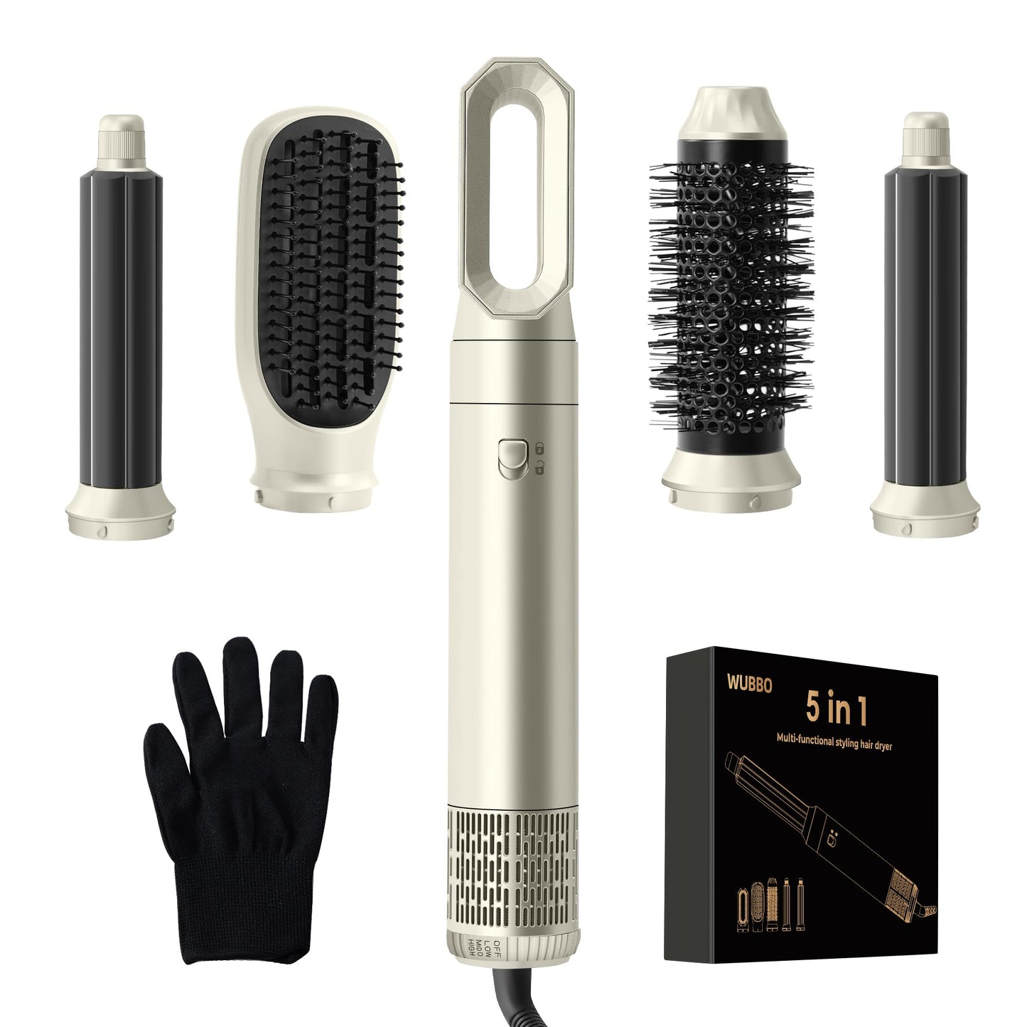 WUBBO Hot Air Styler Brush High-Speed Airflow 3 Heat Settings Light DEMO