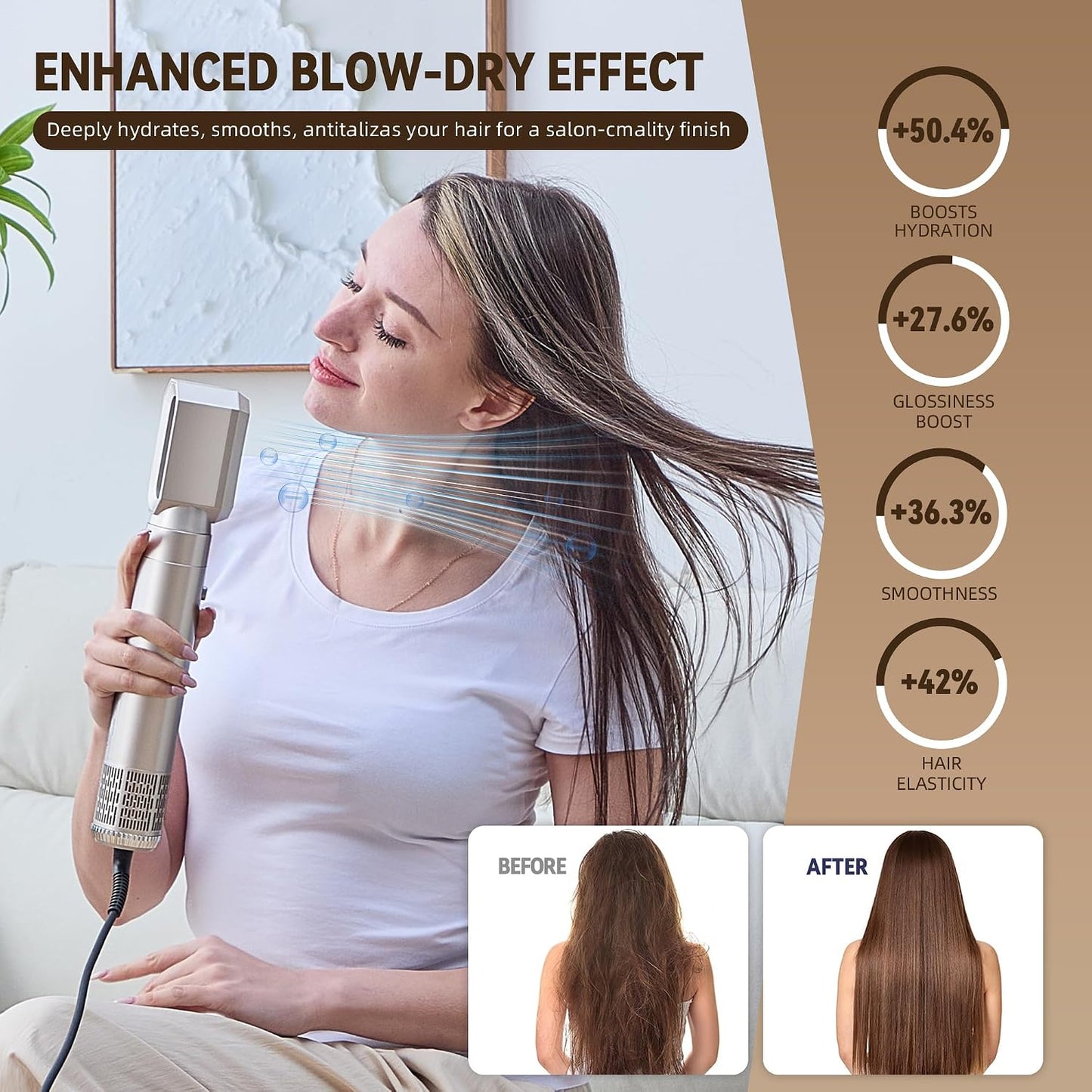 WUBBO Hot Air Styler Brush High-Speed Airflow 3 Heat Settings Light DEMO