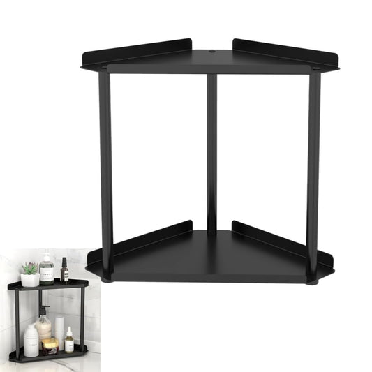 Sleek 2-Tier Bathroom Vanity Organizer Shelf, Black, 27x27x1cm, Makeup DEMO