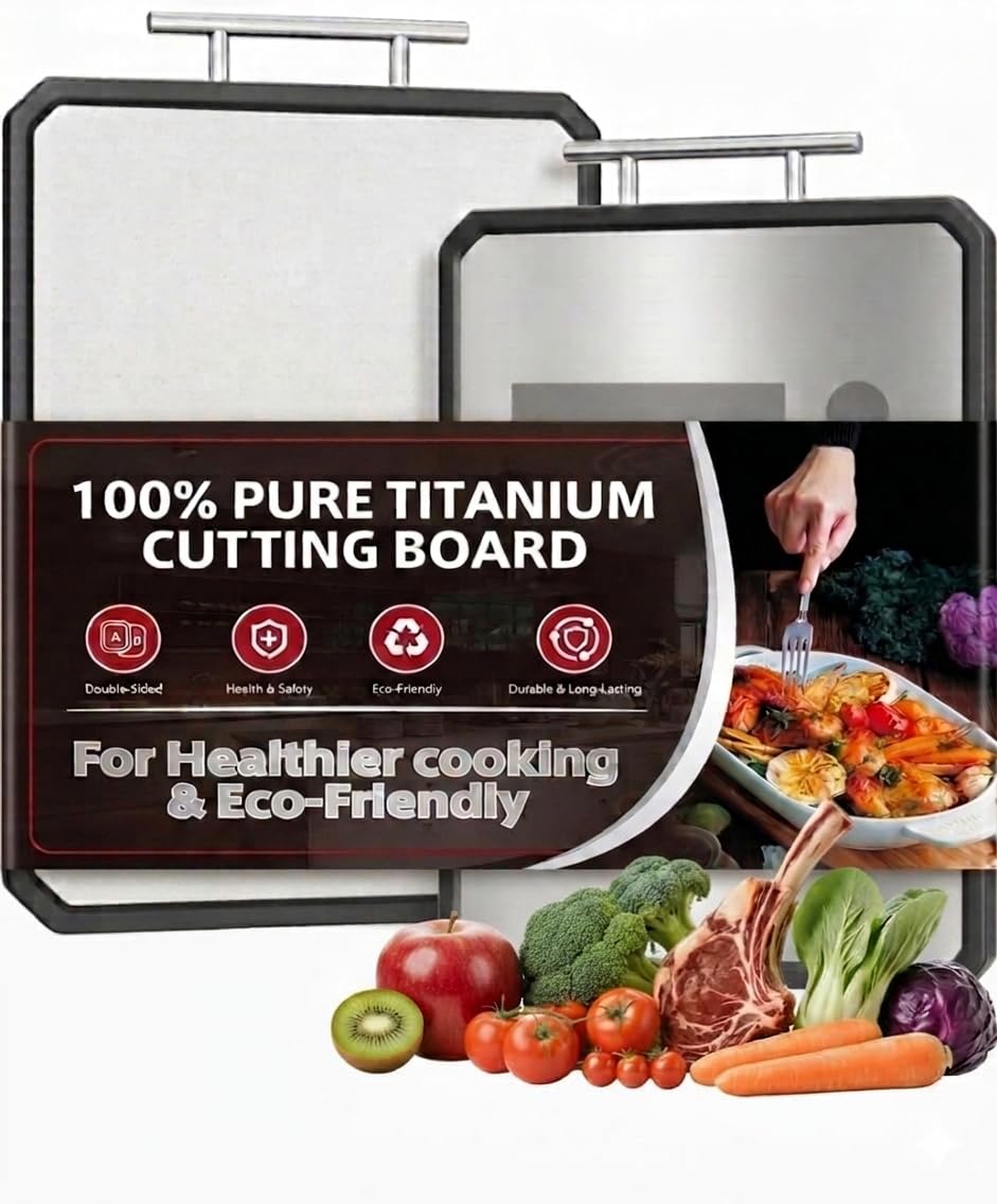 Titanium Chopping Board Textured Double-Sided Kitchen Cutting Grey 16"L x NEW
