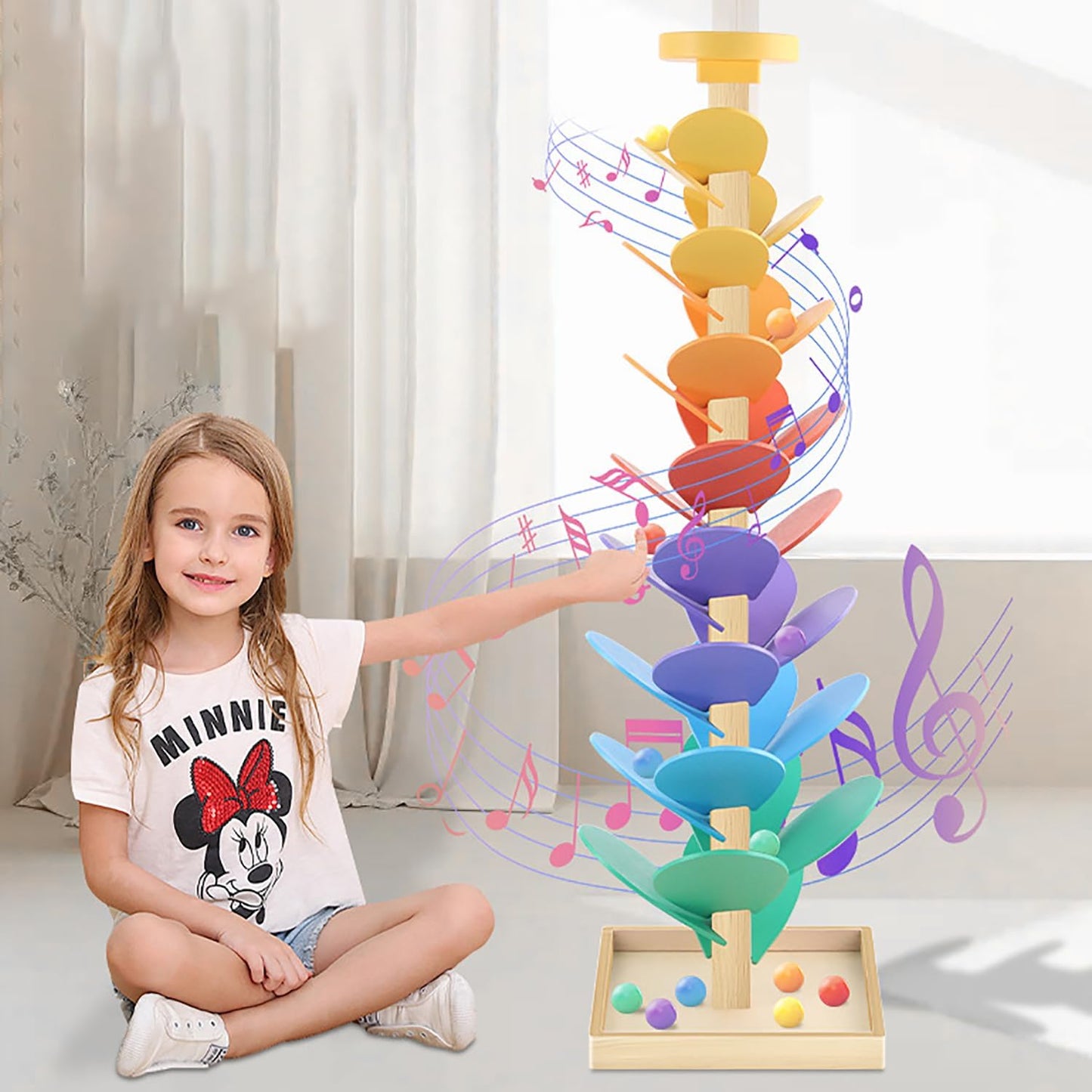 Wooden Sorting & Stacking Toys Marble Run Music Tree Montessori Size 16 cm NEW