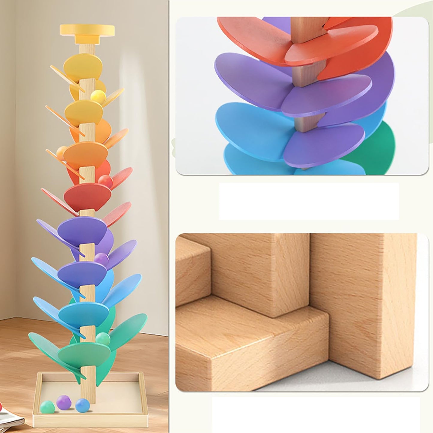 Wooden Sorting & Stacking Toys Marble Run Music Tree Montessori Size 16 cm NEW