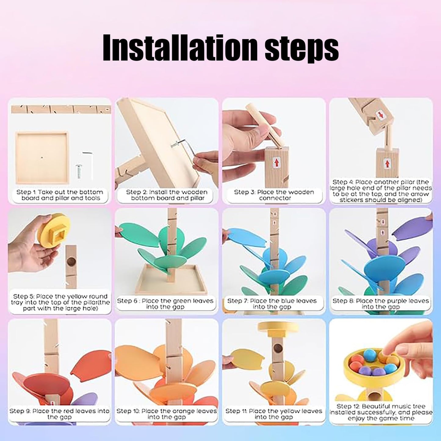 Wooden Sorting & Stacking Toys Marble Run Music Tree Montessori Size 16 cm NEW
