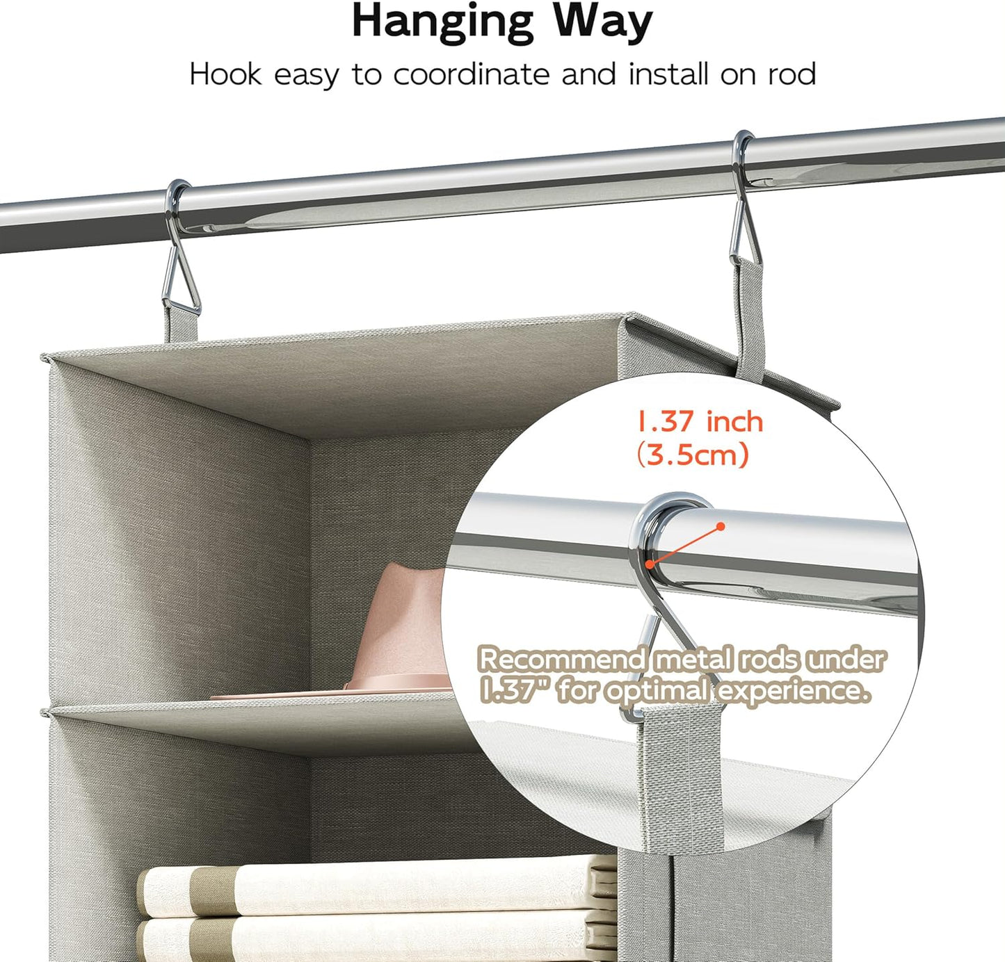 Vailando 6 Shelf Hanging Closet Organizer Wardrobe Storage System Grey Size NEW