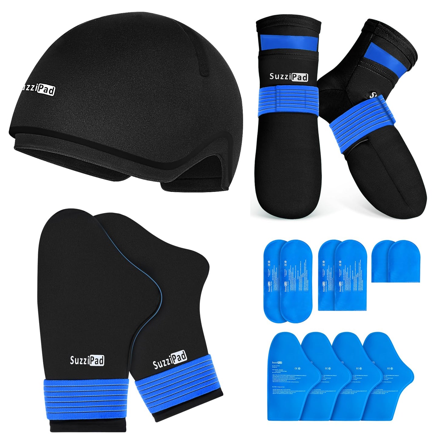 SuzziPad Hot & Cold Therapy Socks Gloves for Chemotherapy Neuro Black Size NEW