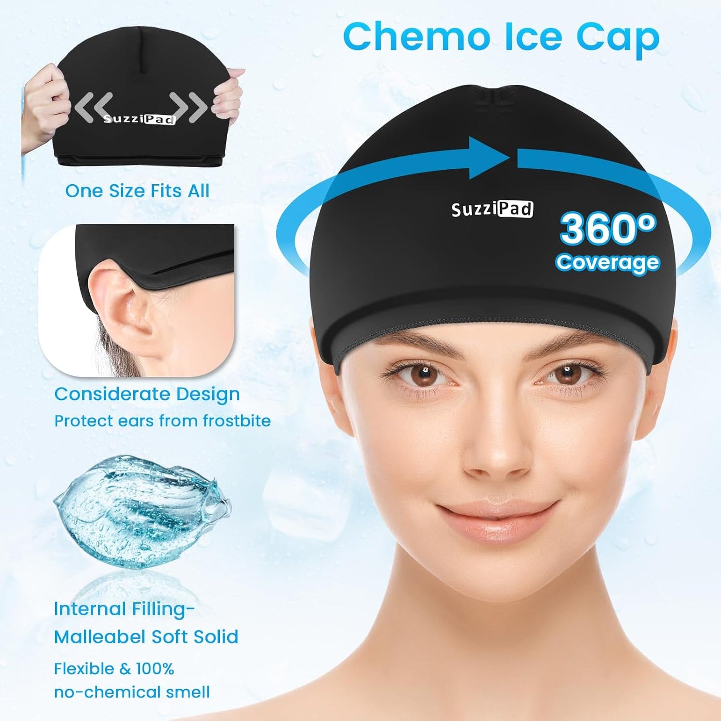 SuzziPad Hot & Cold Therapy Socks Gloves for Chemotherapy Neuro Black Size NEW