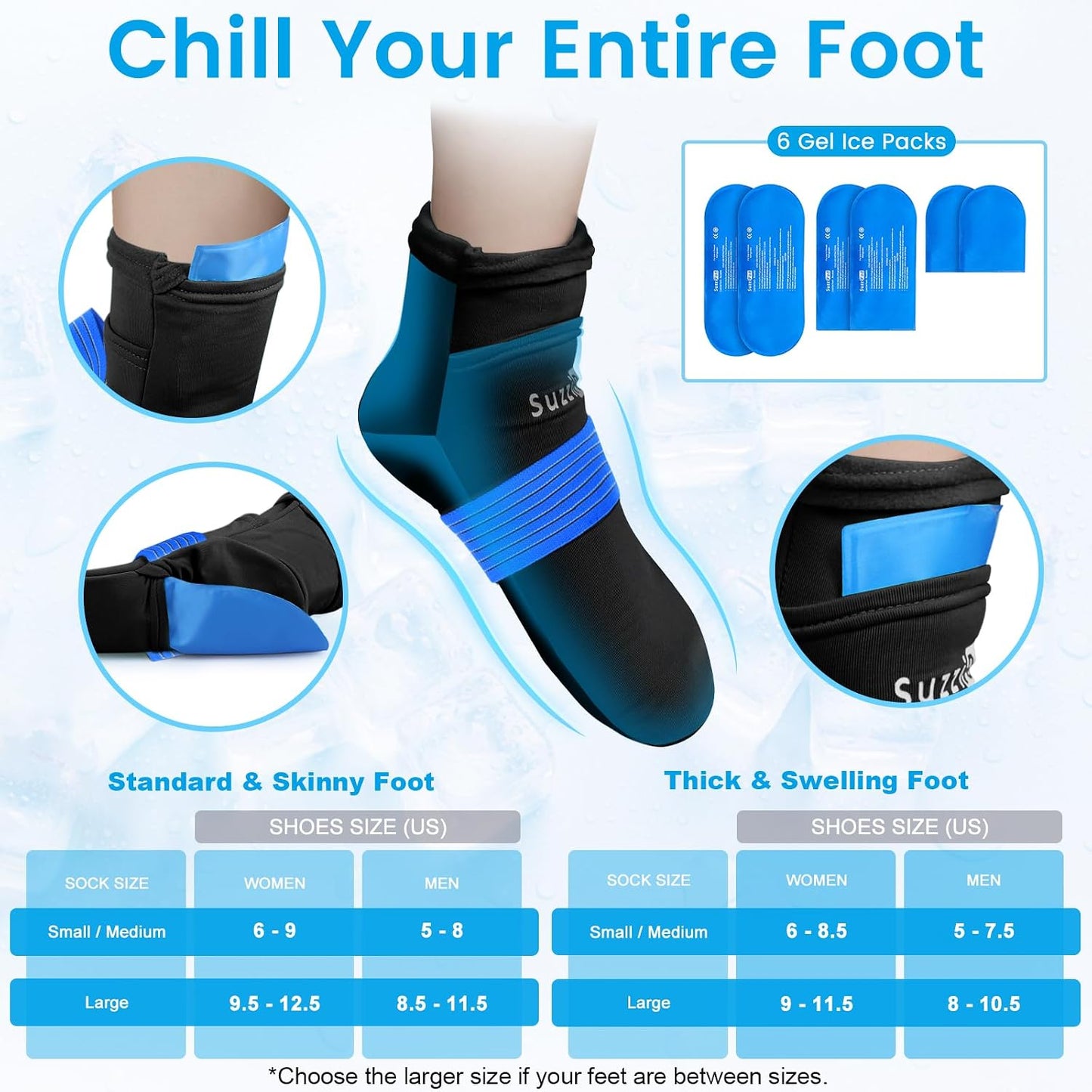SuzziPad Hot & Cold Therapy Socks Gloves for Chemotherapy Neuro Black Size NEW