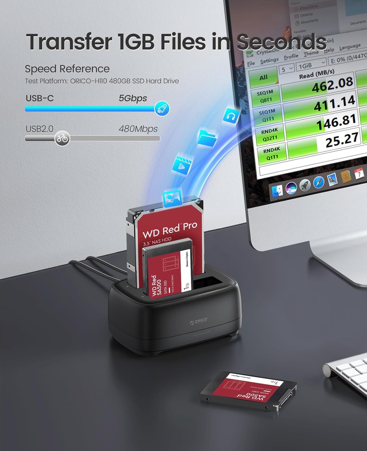ORICO USB 3.2 Gen 1 SATA Hard Drive Docking Station Offline Clone Black DEMO