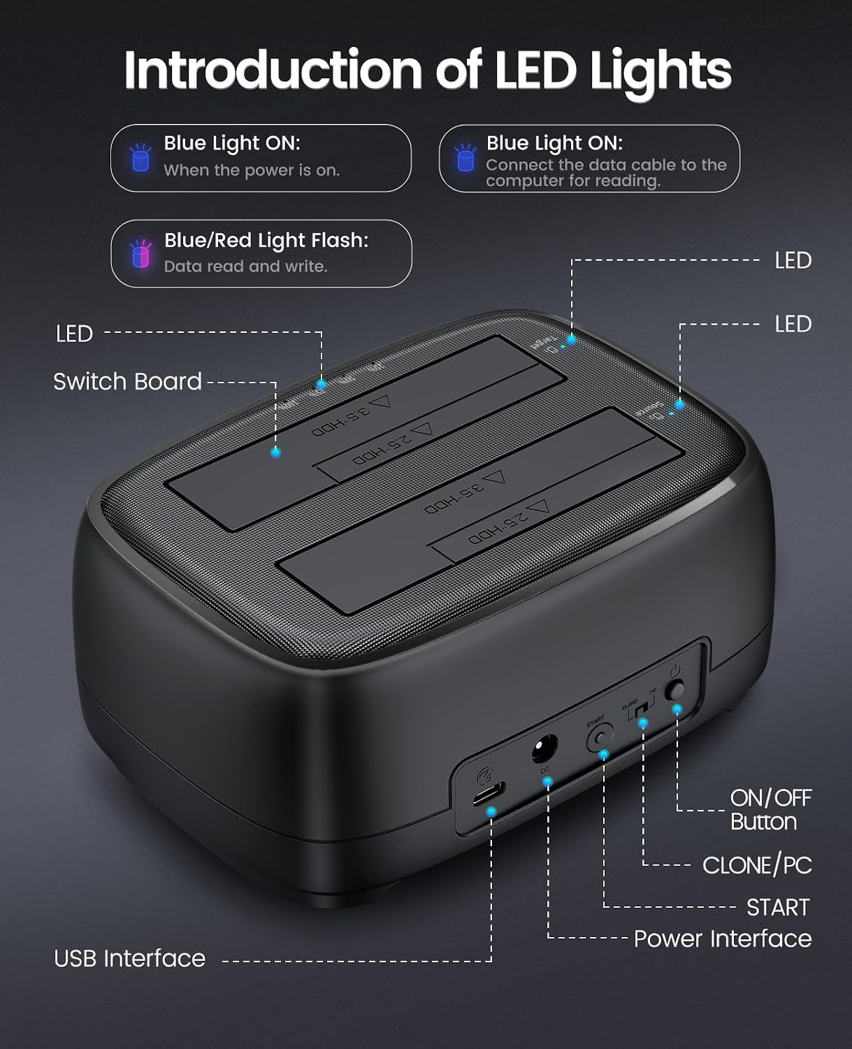 ORICO USB 3.2 Gen 1 SATA Hard Drive Docking Station Offline Clone Black DEMO