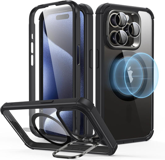 ESR Clear Black Phone Case with Stand and Screen Protector iPhone 14 Pro Max NEW