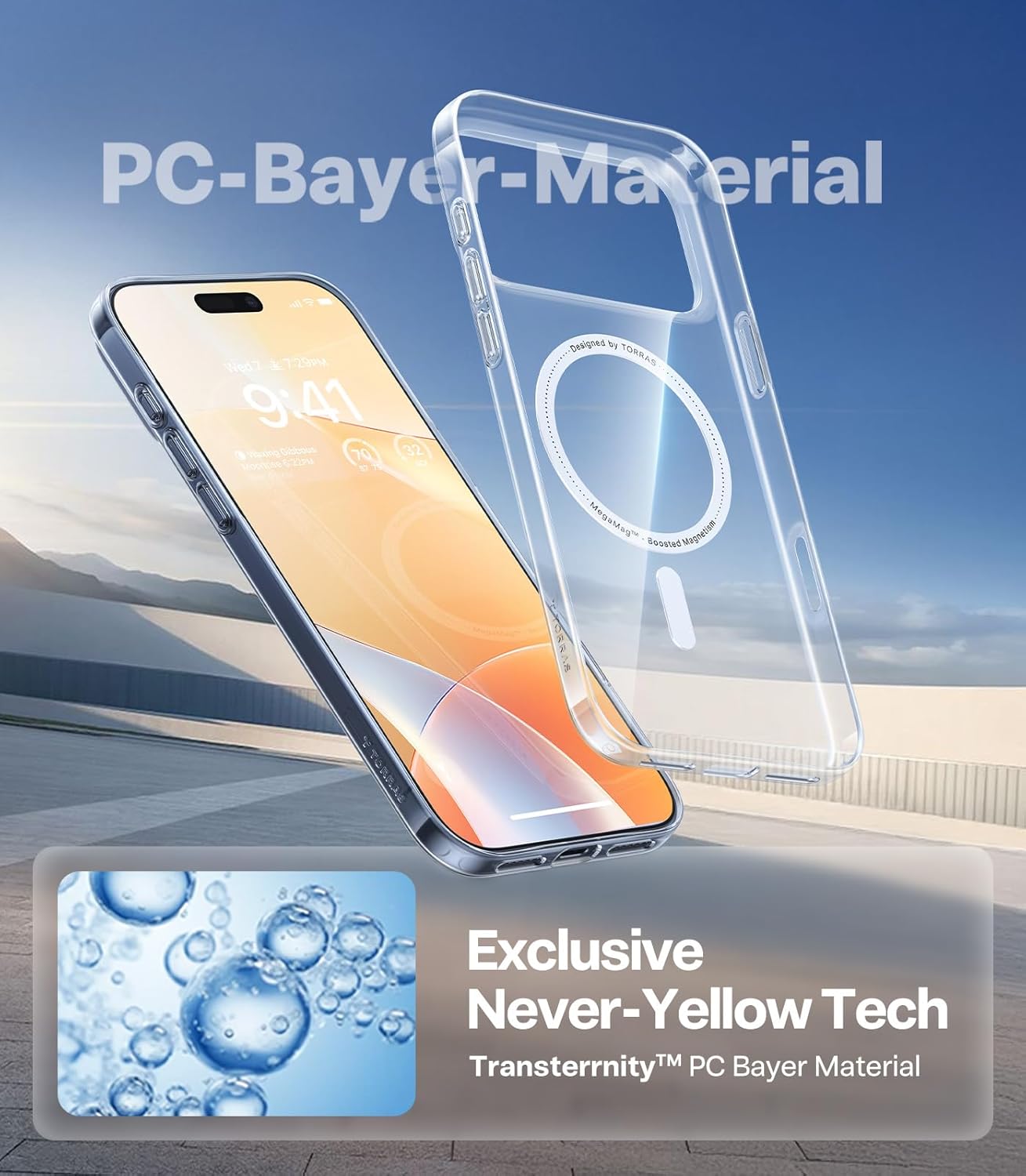 TORRAS Ultra-Thin Magnetic Slim-Fit Phone Case for iPhone 17 Pro Max Clear NEW