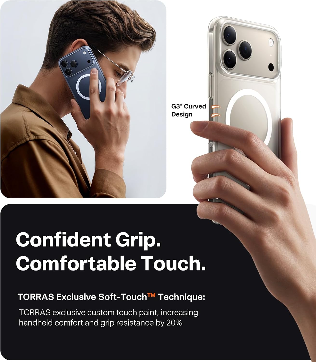 TORRAS Ultra-Thin Magnetic Slim-Fit Phone Case for iPhone 17 Pro Max Clear NEW