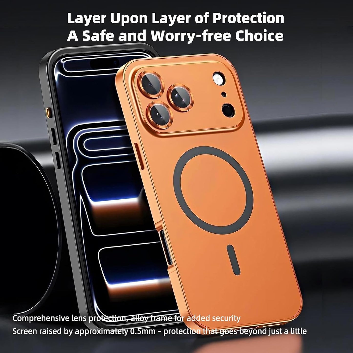 HOVNIER Slim Titanium Silver Phone Case for iPhone 17 Pro Max 6.9" DEMO