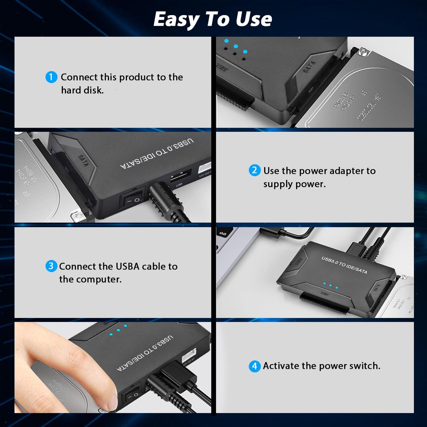 USB 3.0 Enclosures to SATA/IDE Hard Drive Enclosure External Adapter in DEMO