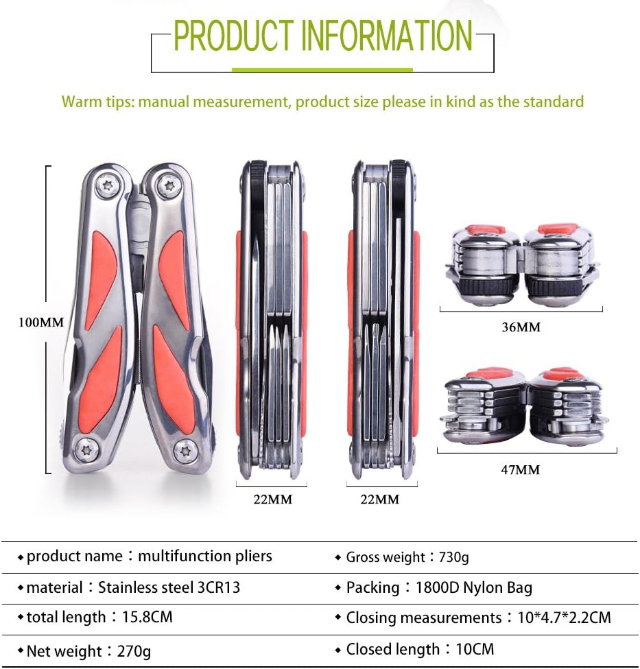 MILLION SOURCE Multitools 11-in-1 Multitool Folding Plier Multipurpose Tool NEW