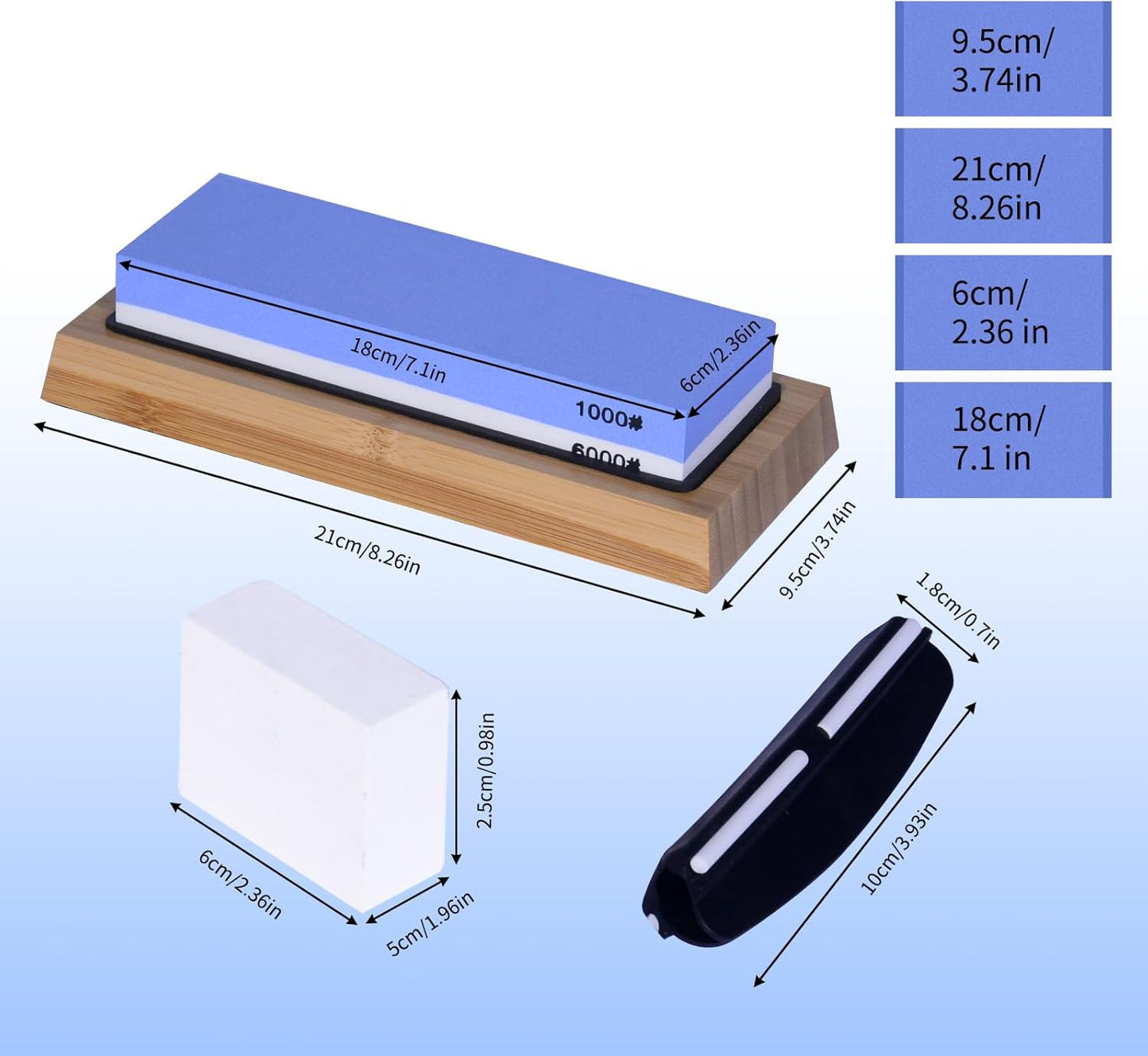 Whetstones Knife Sharpening Stone Set 1000/6000 Grit Blue & White Size NEW