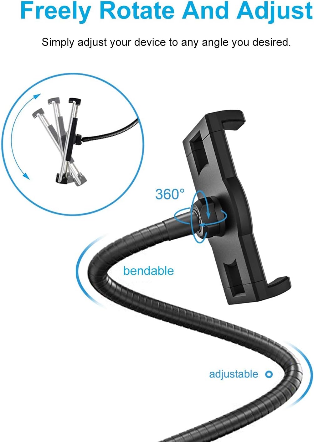 Heavy Duty Gooseneck Phone Holder Stand Tablet Mount in Black - Adjustable NEW