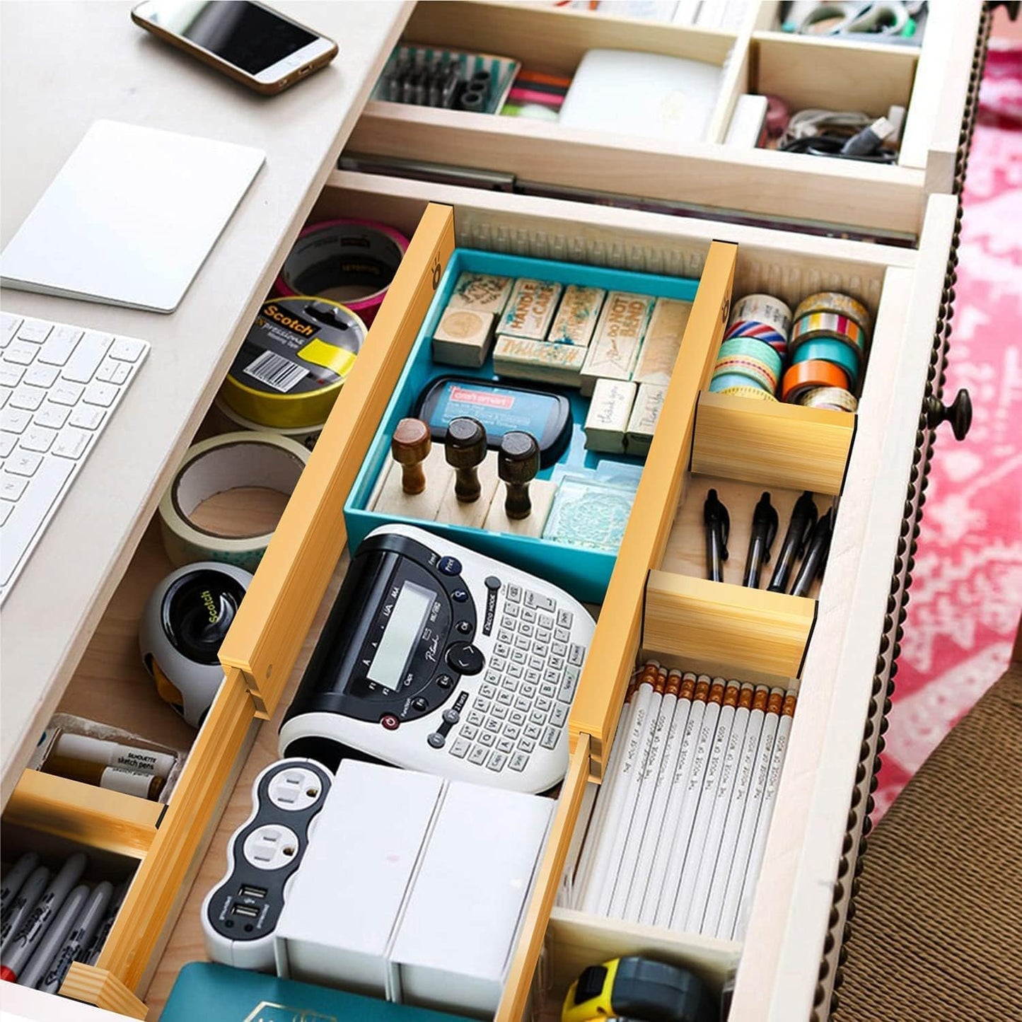 ANTOWIN Expandable Bamboo Drawer Dividers Organizers Separators for DEMO