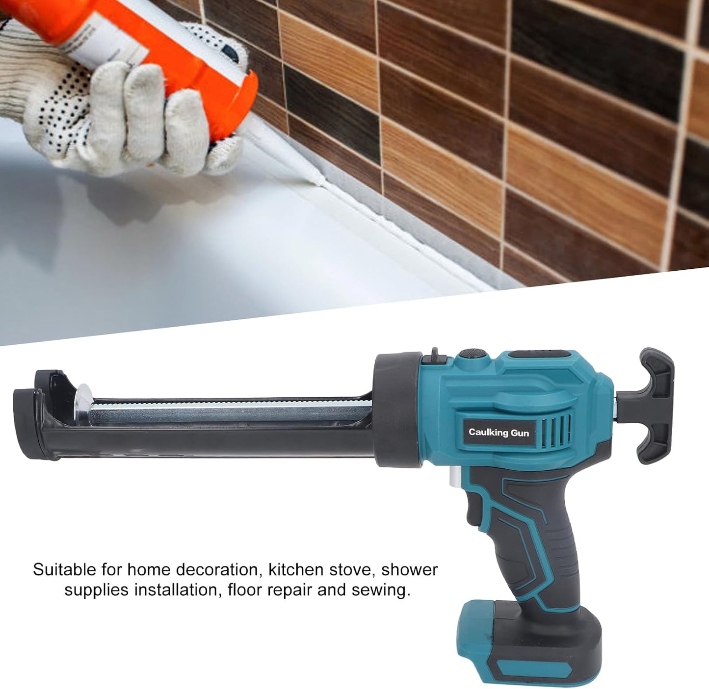 Cordless Silicone Hand Tools Caulking Gun with 4 Speeds, Demo Blue - DEMO