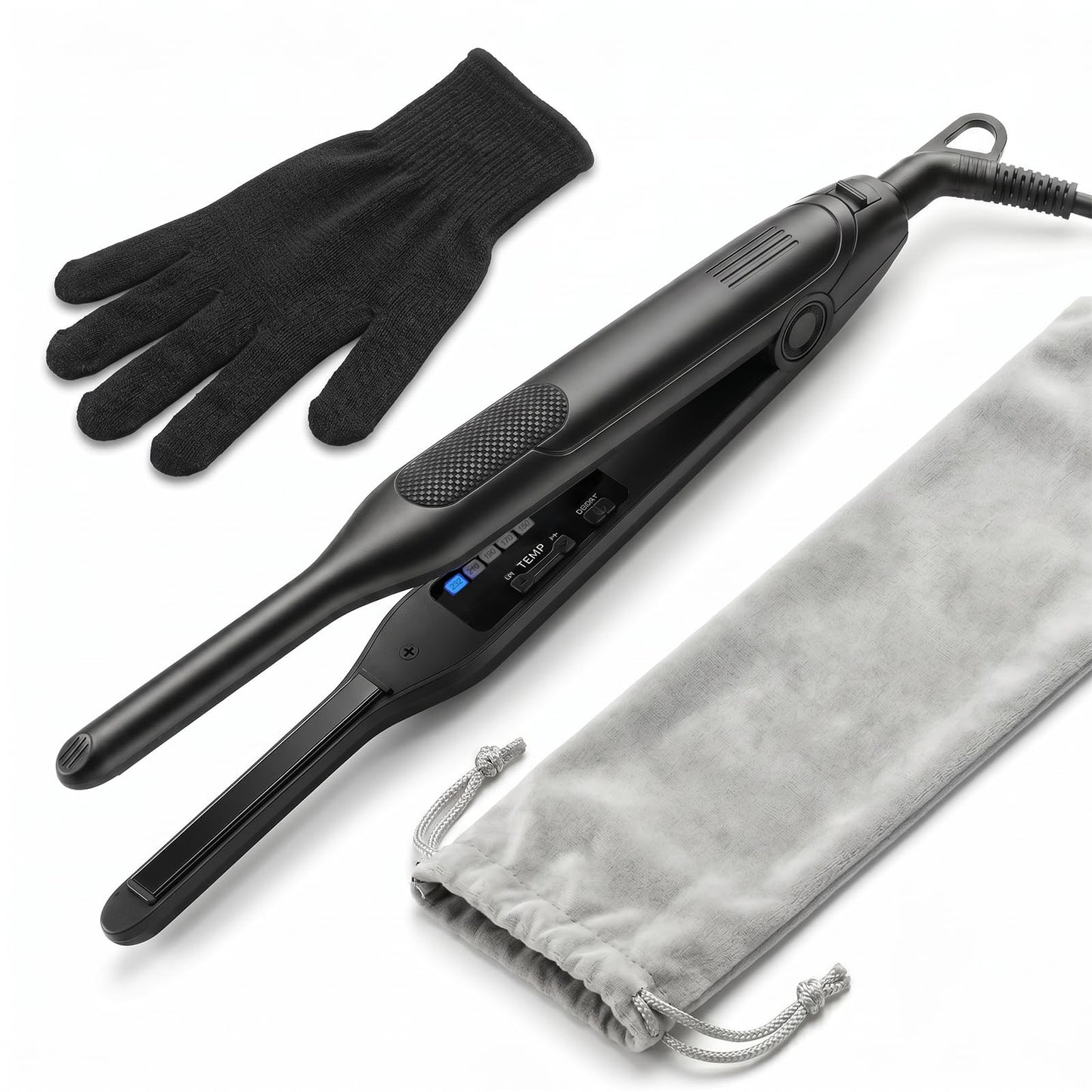 Small Hair Straightener for Short Pixie Cut Hairstyles Black 0.3 Inches DEMO