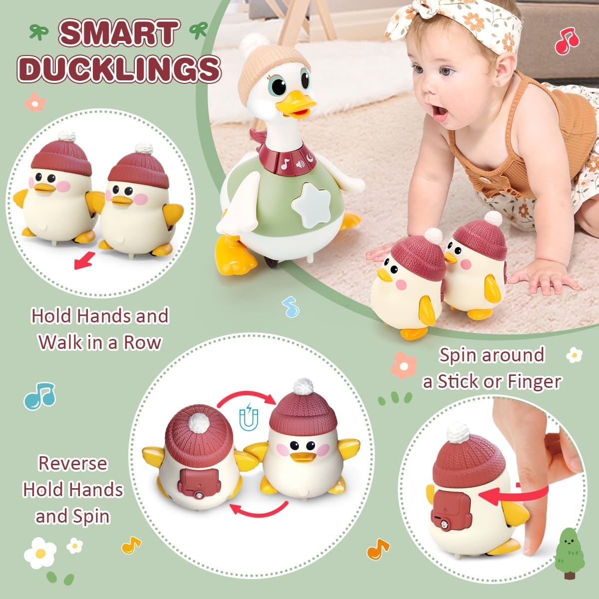 KaeKid Musical Dancing Duck Toy Set with Lights, Music & Sounds for Kids NEW