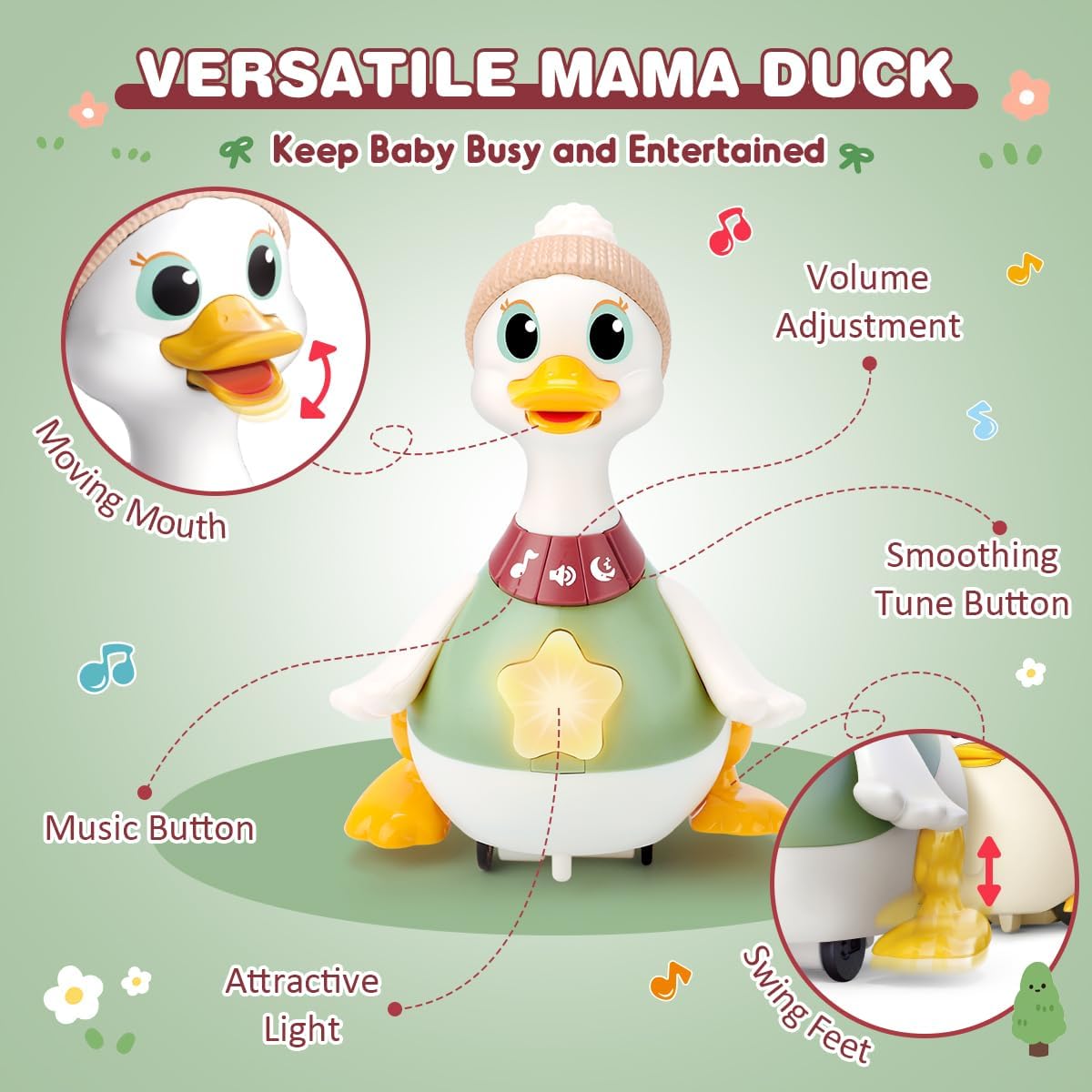 KaeKid Musical Dancing Duck Toy Set with Lights, Music & Sounds for Kids NEW