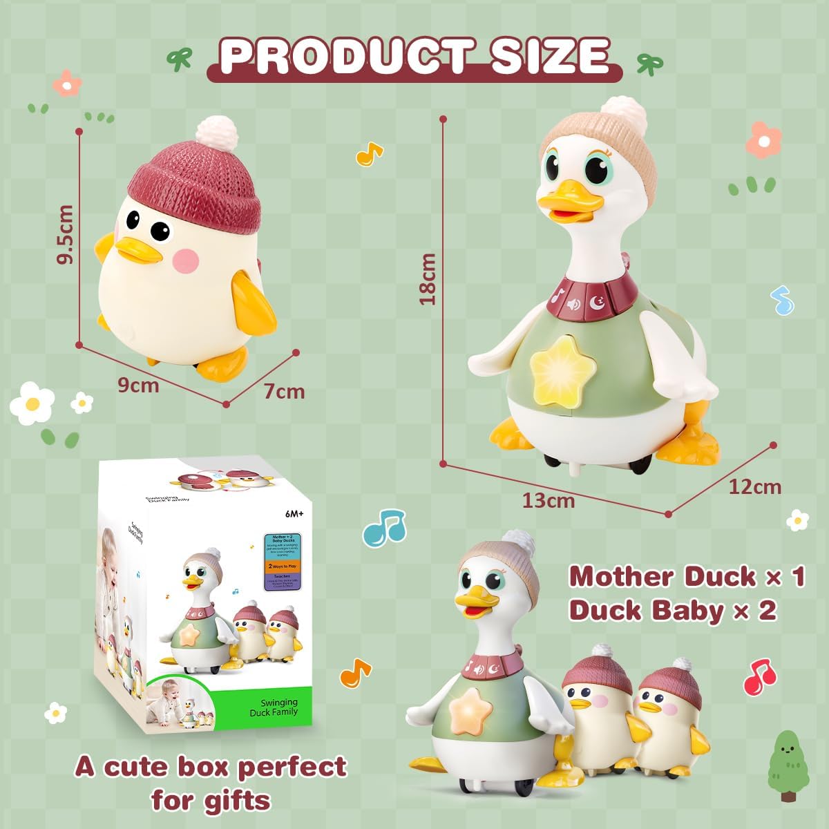 KaeKid Musical Dancing Duck Toy Set with Lights, Music & Sounds for Kids NEW