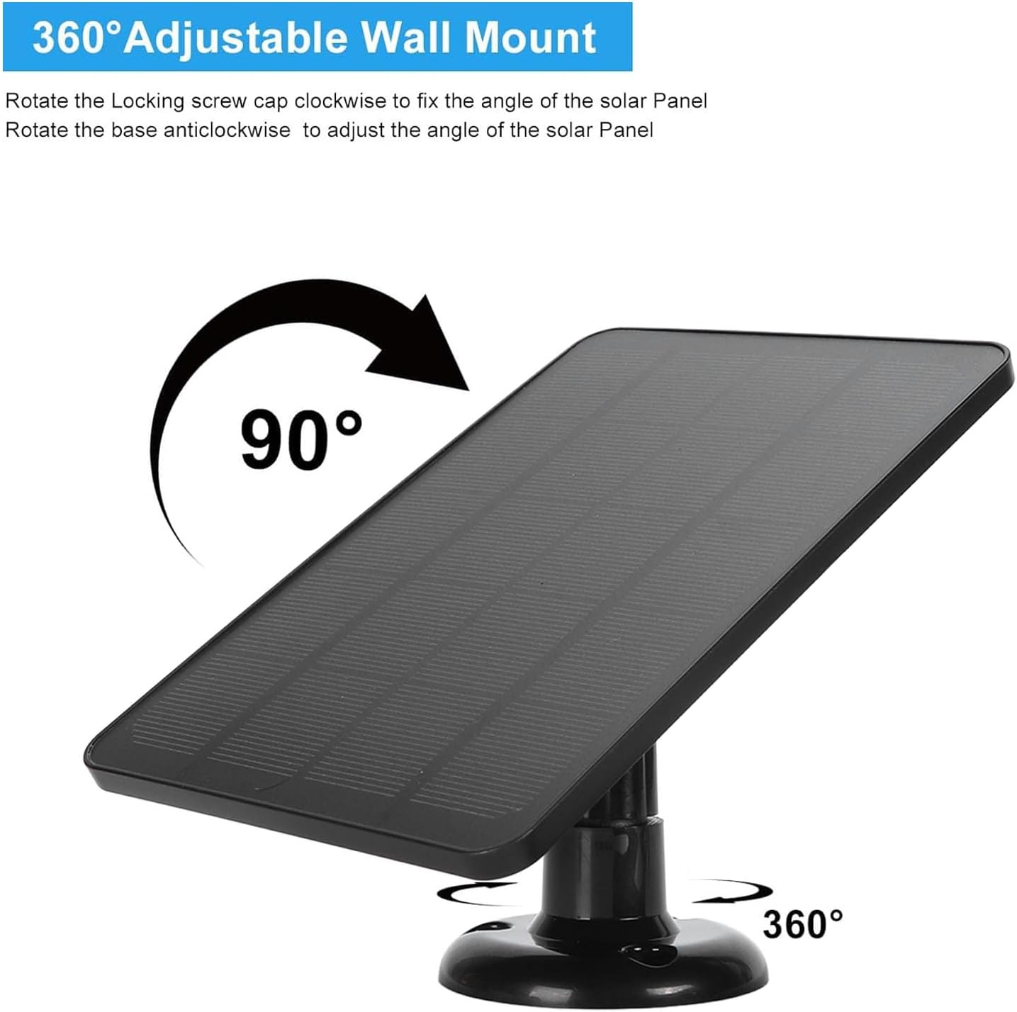 Powerful 10W Solar Panel Charger for Nest Doorbell 2K Camera, Black Home NEW