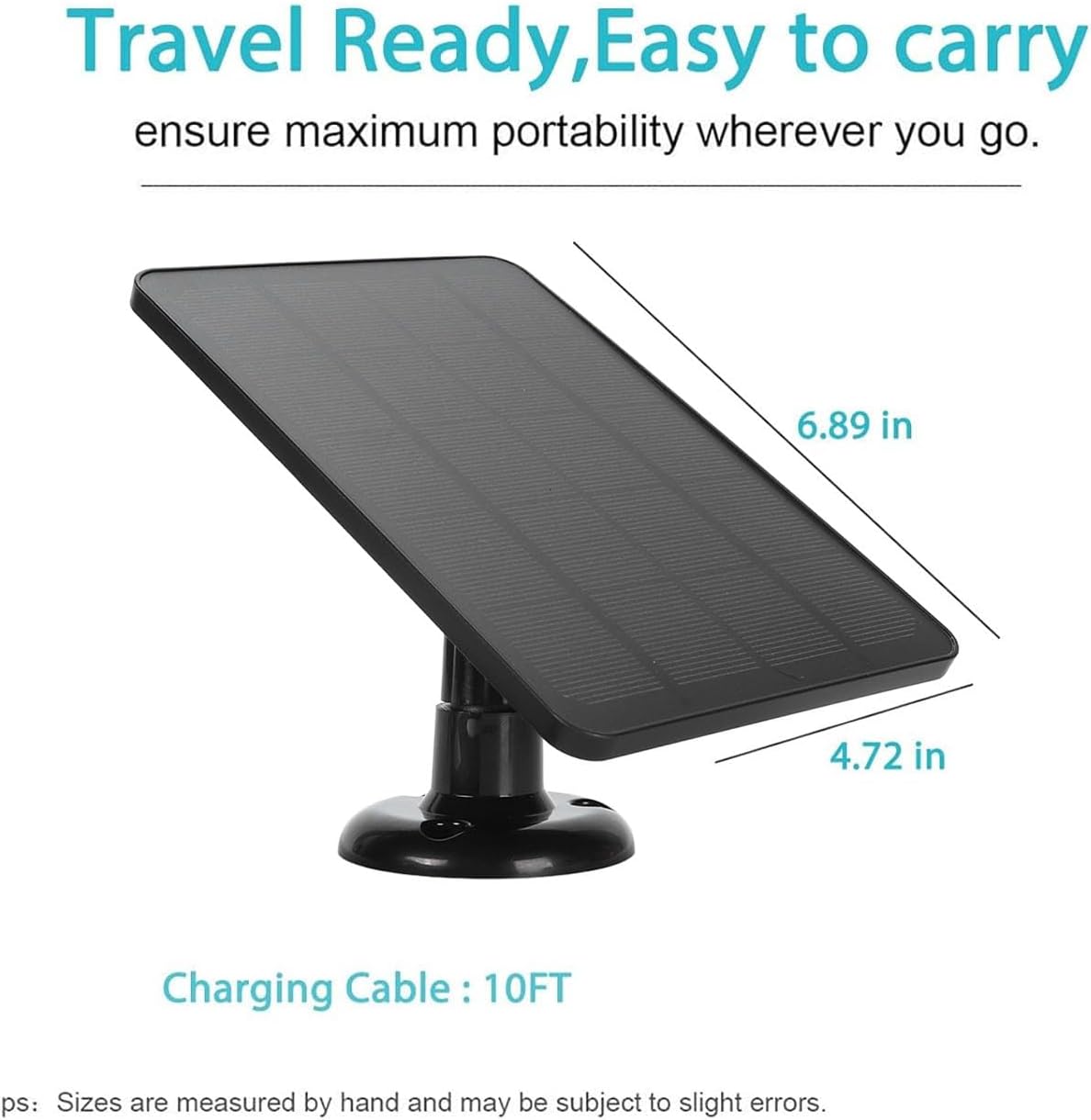 Powerful 10W Solar Panel Charger for Nest Doorbell 2K Camera, Black Home NEW