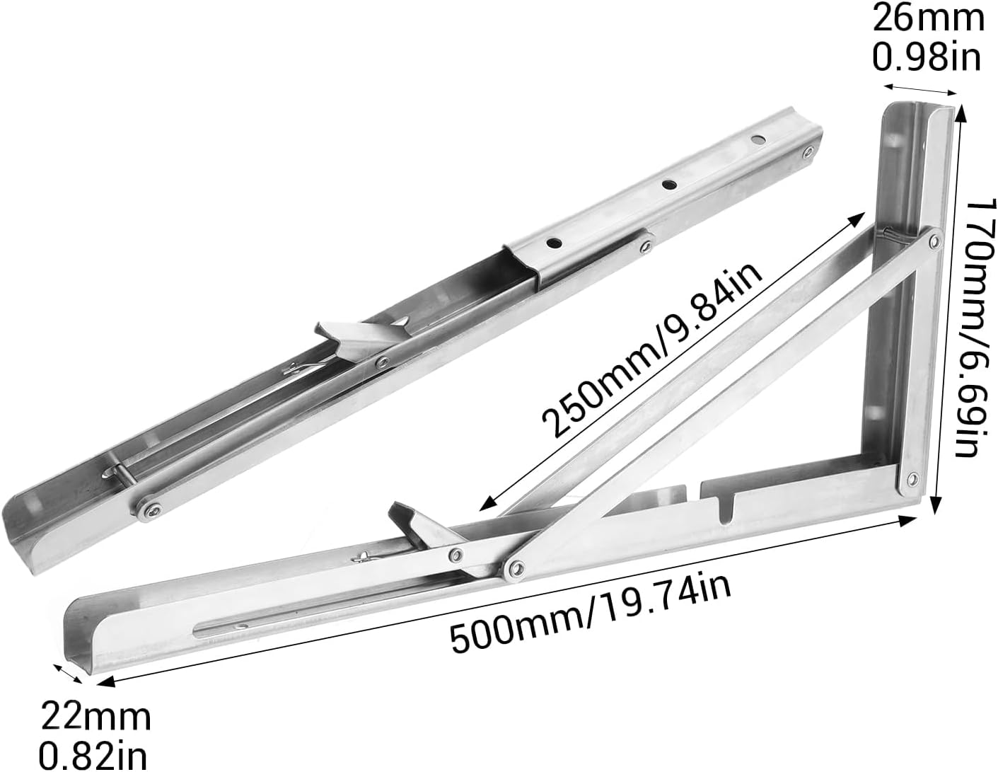 20 Inch Folding Shelf Brackets Heavy Duty Stainless Steel Storage Organizer NEW