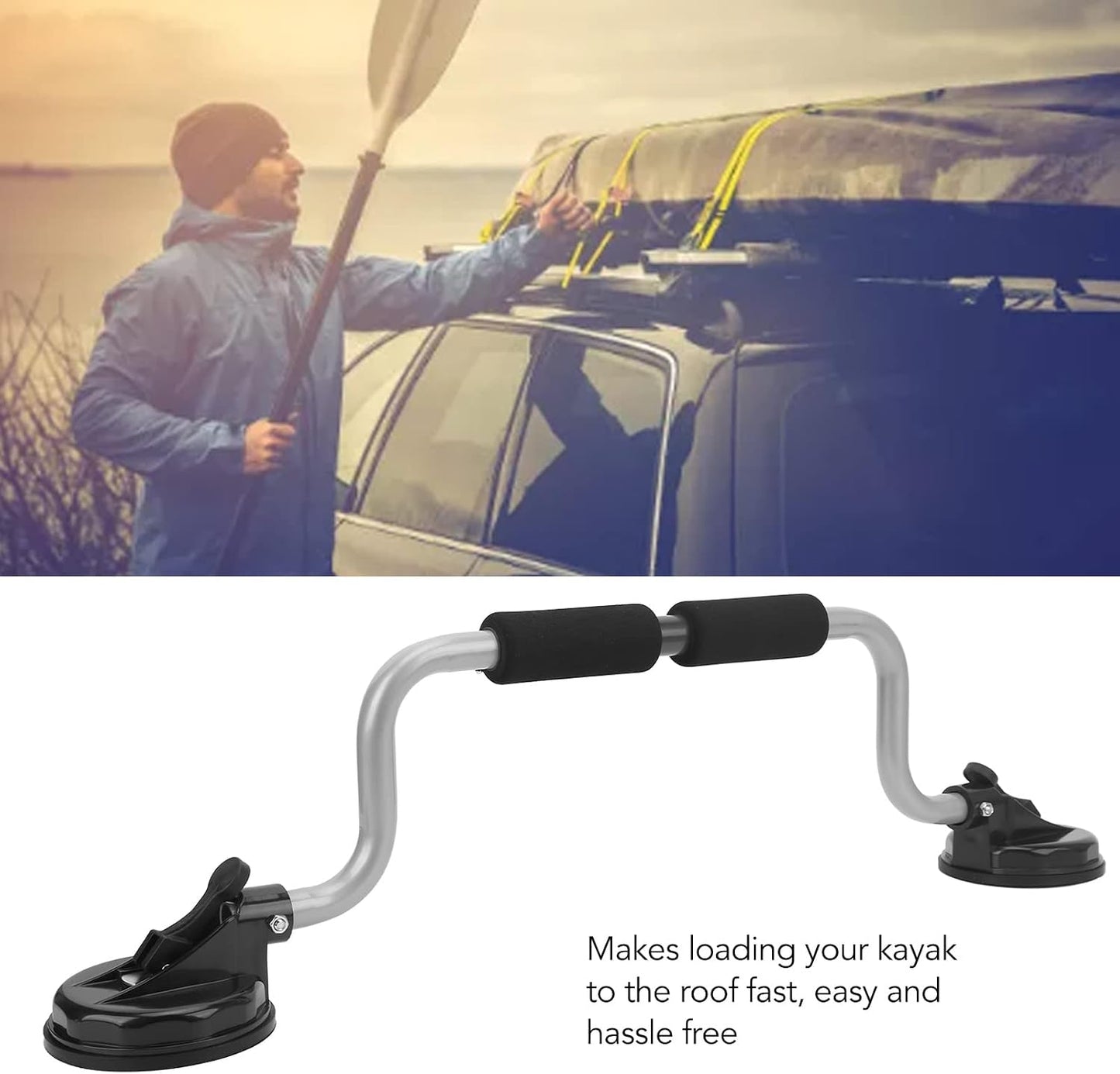 EVGATSAUTO Heavy Duty Silver Kayak Roller with Suction Cups for Easy DEMO