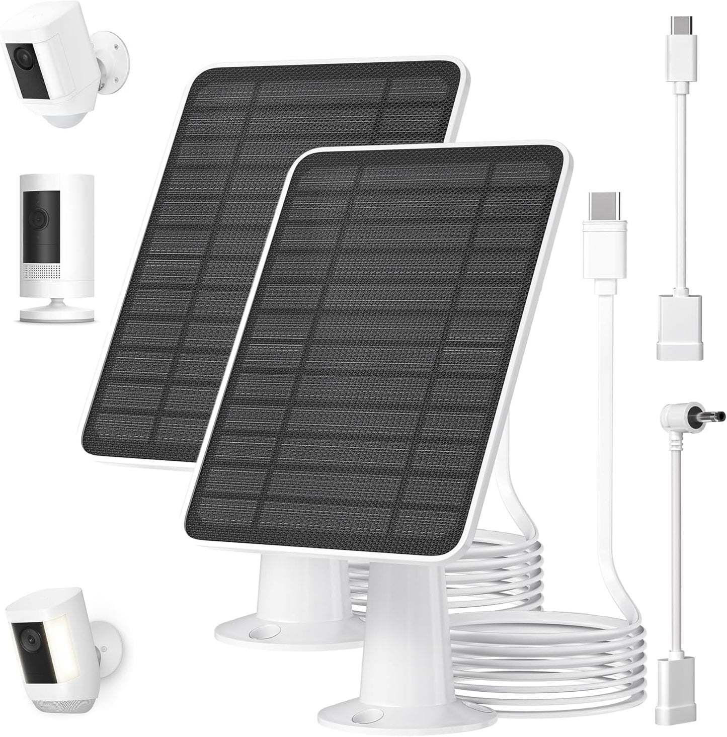 White Solar Panel Charger for Ring Outdoor Security Camera NEW