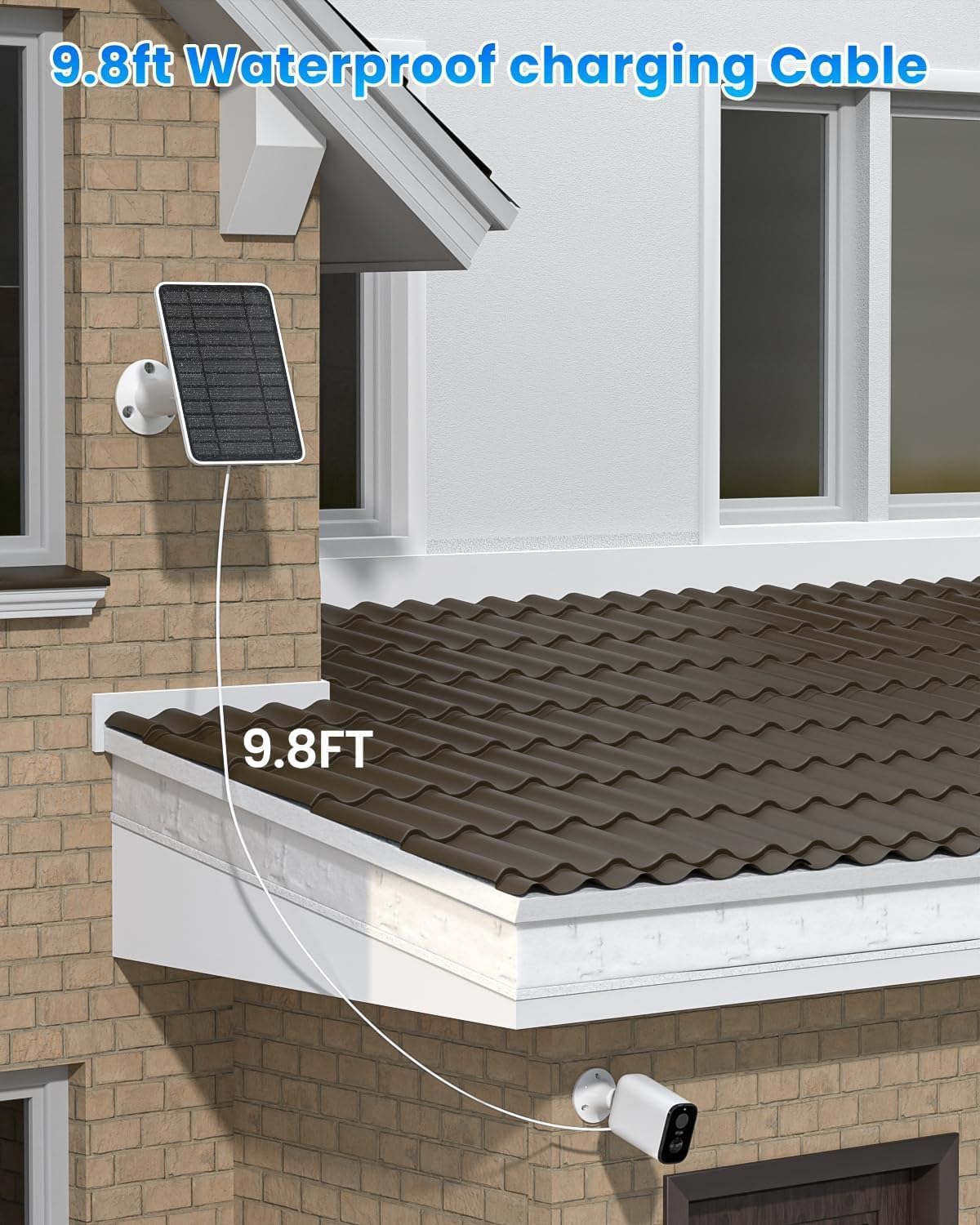 White Solar Panel Charger for Ring Outdoor Security Camera NEW