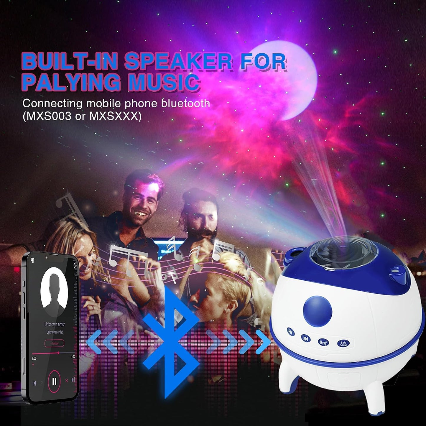 Mesmerizing Galaxy Night Light with Bluetooth Speaker & 9 Nebula RGB DEMO