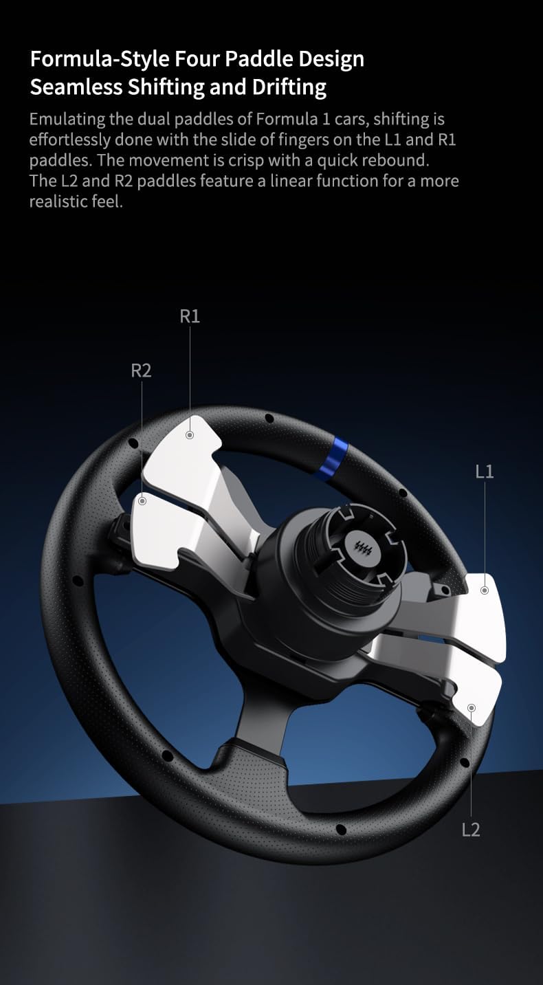 PXN Racing Simulation Force Feedback Gaming Controller Wheel in Black NEW
