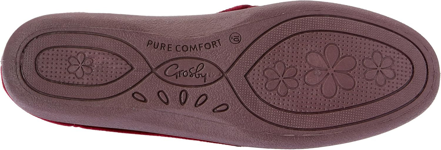 Grosby Women's Comfortable Slip-On Casual Wine Slippers, Size 7 US NEW