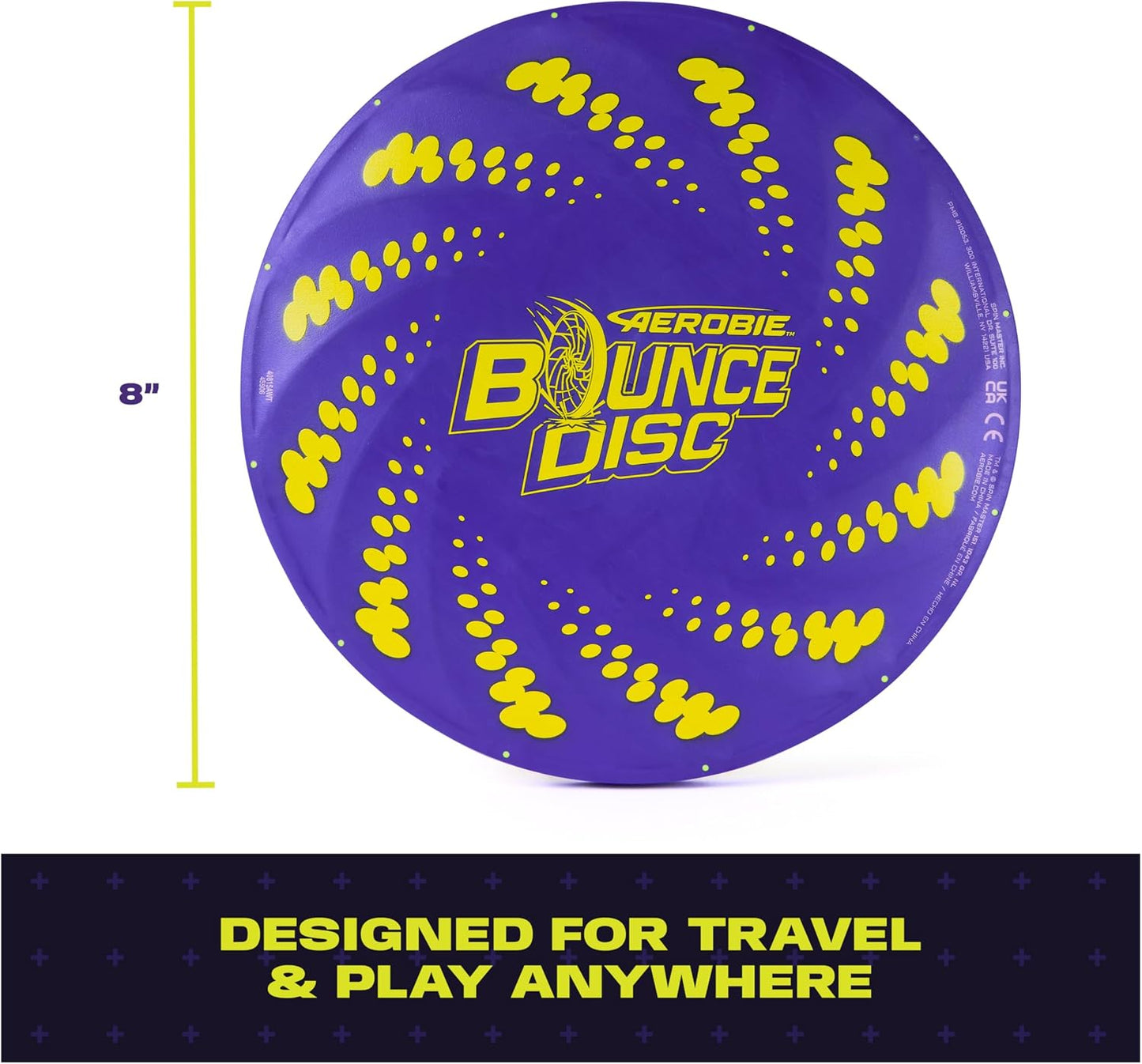Aerobie 9 Inch Bounce Disc Outdoor Throwing Toy for Kids Party Games Multi NEW