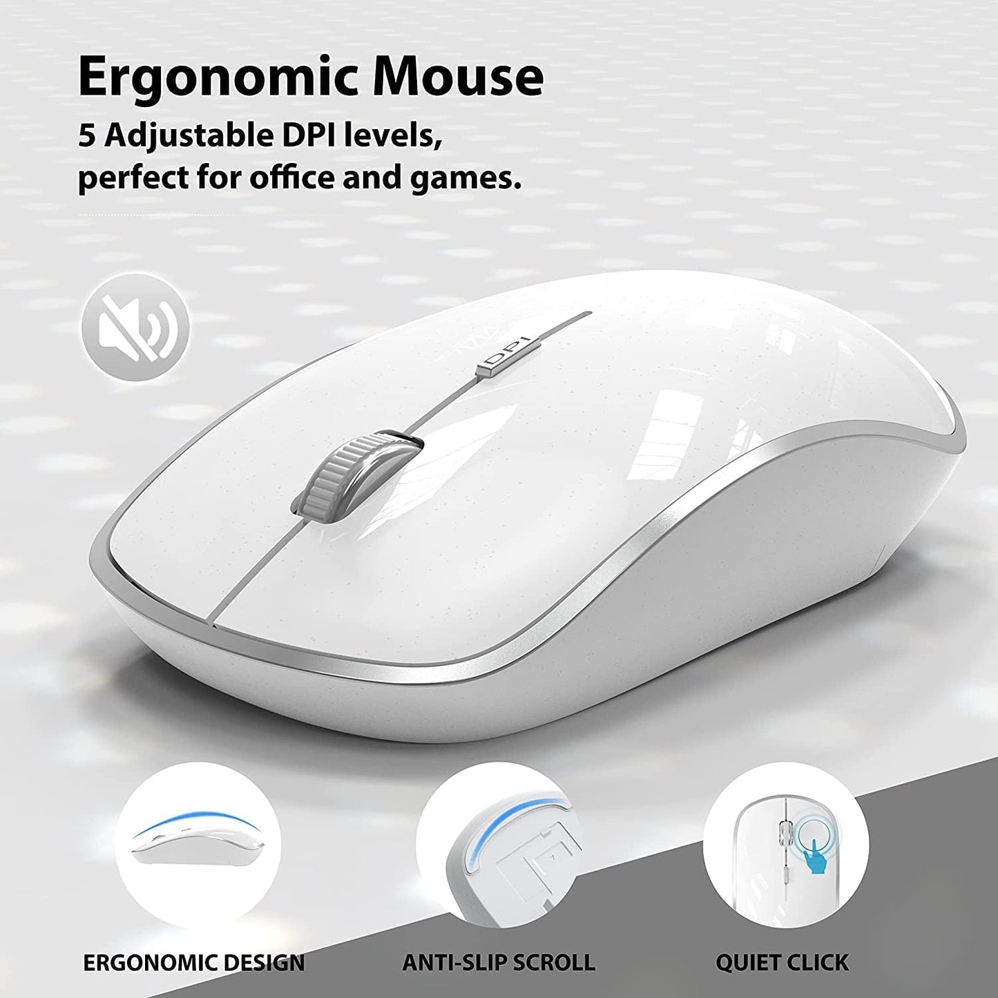 JOYACCESS Wireless Keyboard and Mouse Combo Ergonomic Quiet Full Sized DEMO