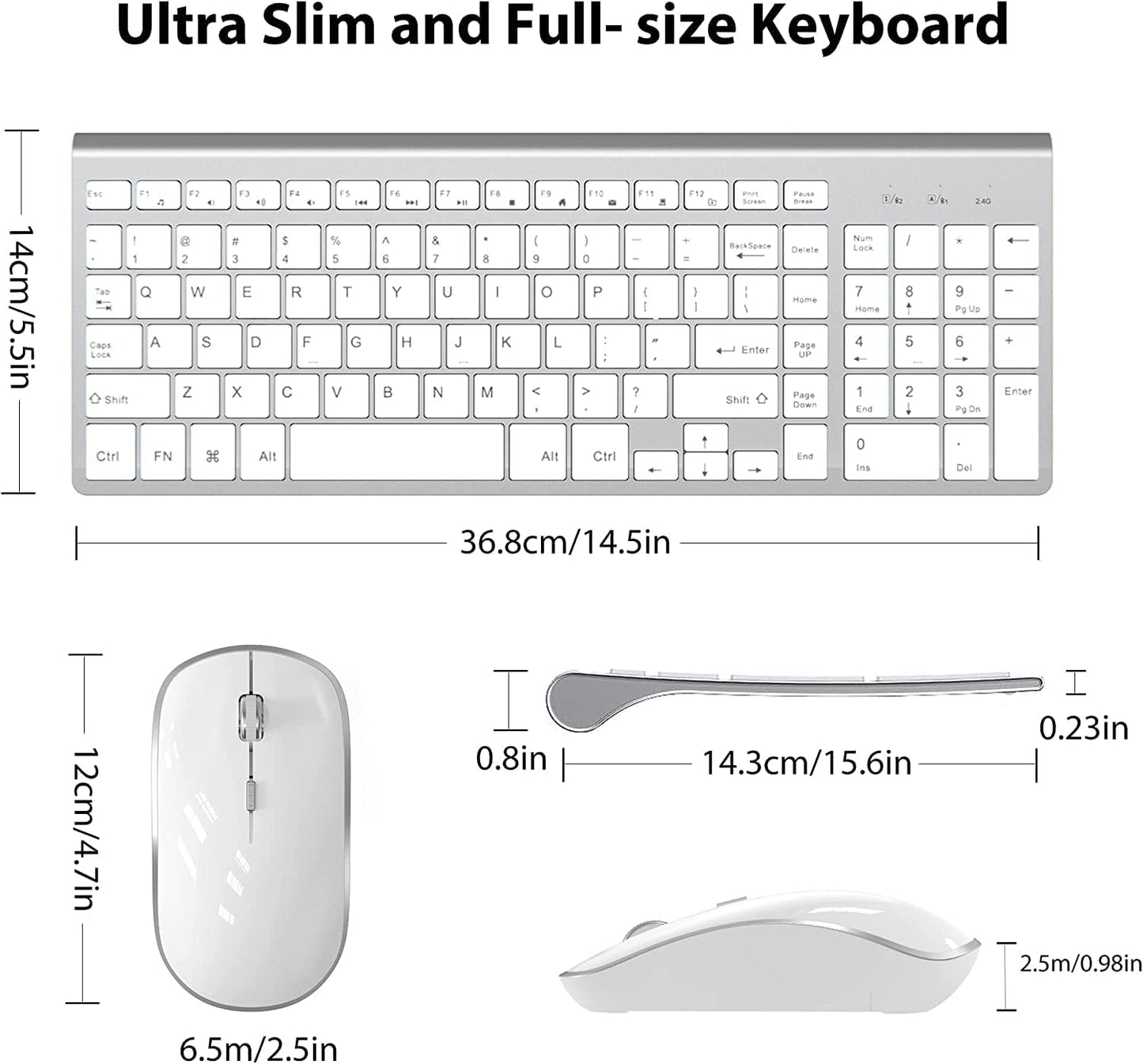 JOYACCESS Wireless Keyboard and Mouse Combo Ergonomic Quiet Full Sized DEMO