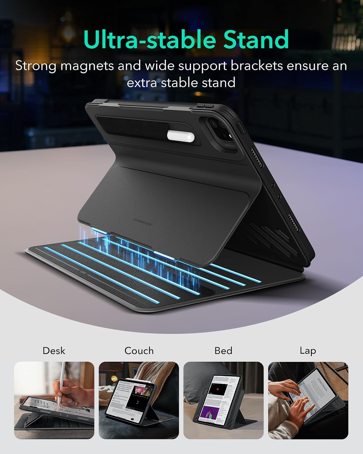 ESR Magnetic Tablet Cases Folio Case for iPad Pro 12.9 6th/5th Gen, Black DEMO