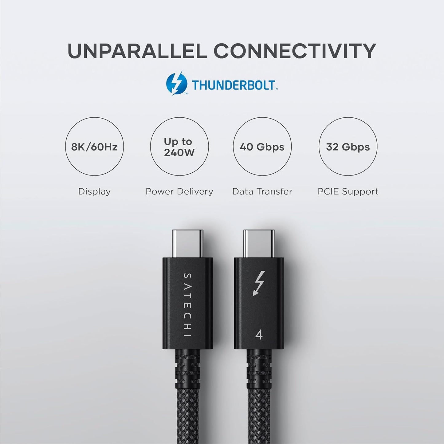 Satechi 1m USB Cables / 3.2ft USB-C Cable 240W PD Charging Space Gray Tech NEW