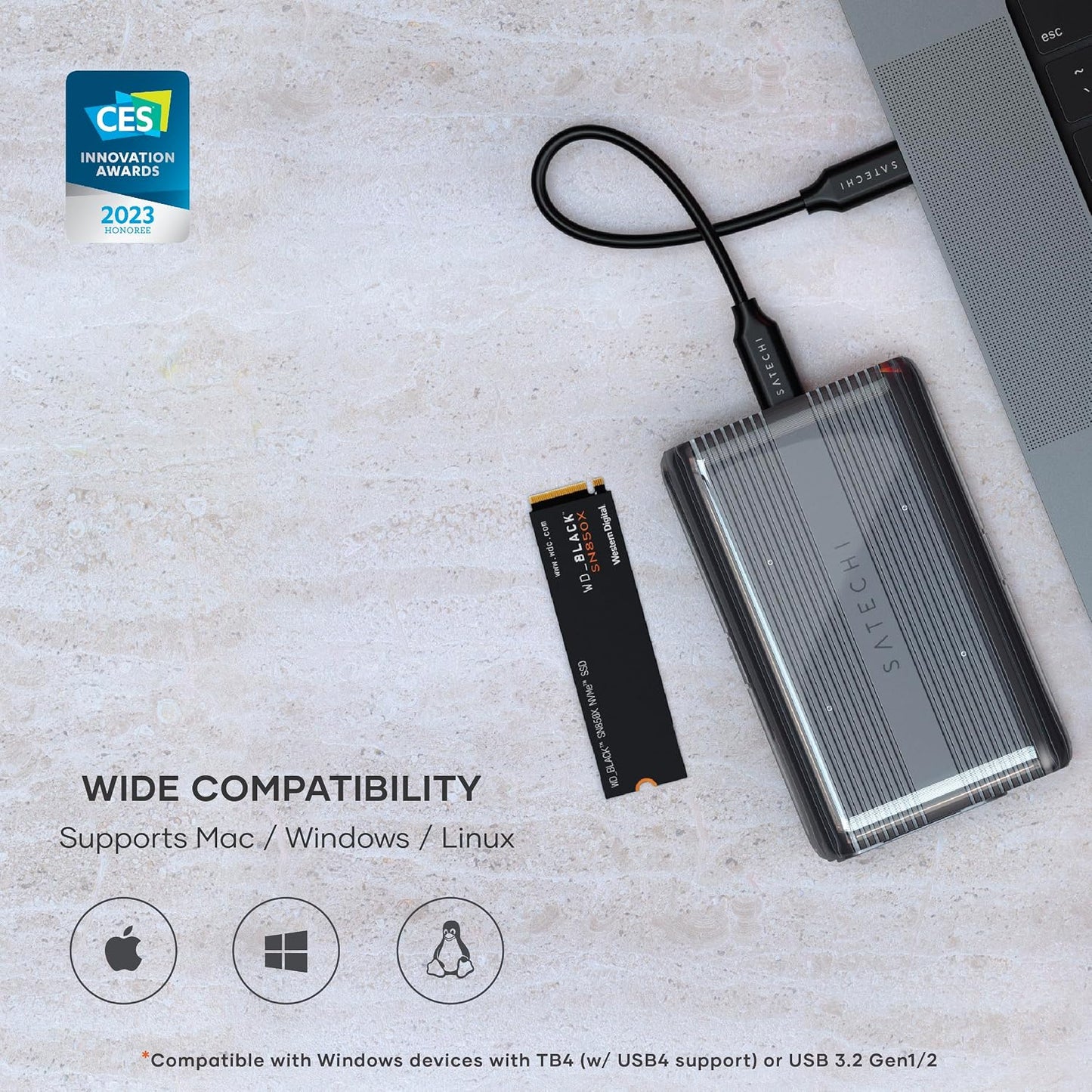 Satechi USB4 Enclosures M.2 NVMe SSD Pro Enclosure 40Gbps High-Speed Data DEMO