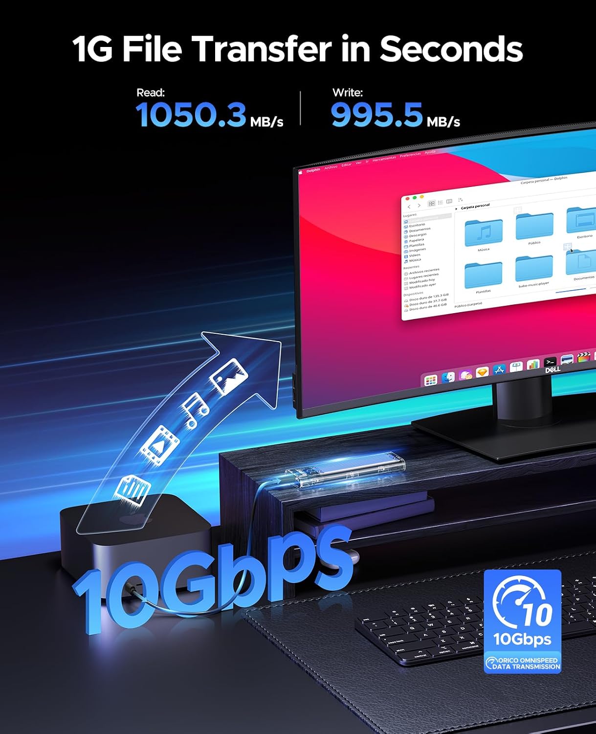 ORICO Transparent Enclosures USB 3.1 Type-C 10Gbps NVMe M.2 SSD Enclosure DEMO